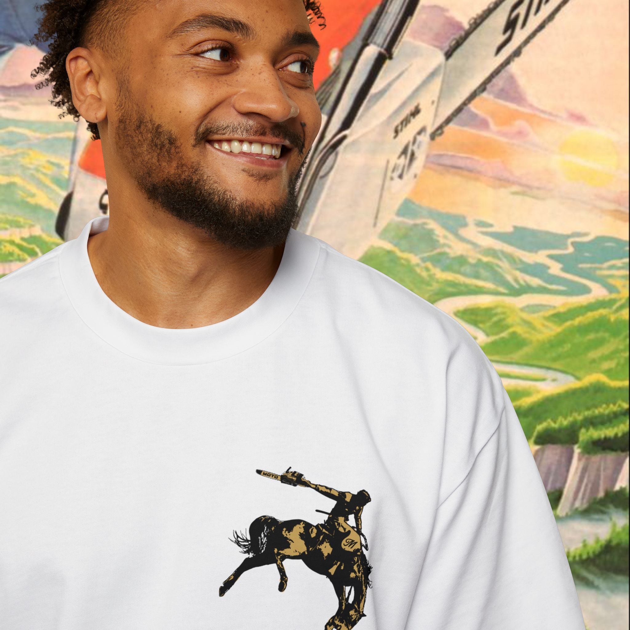 Australia Cowboy Logo Men's Heavy Oversized Tee