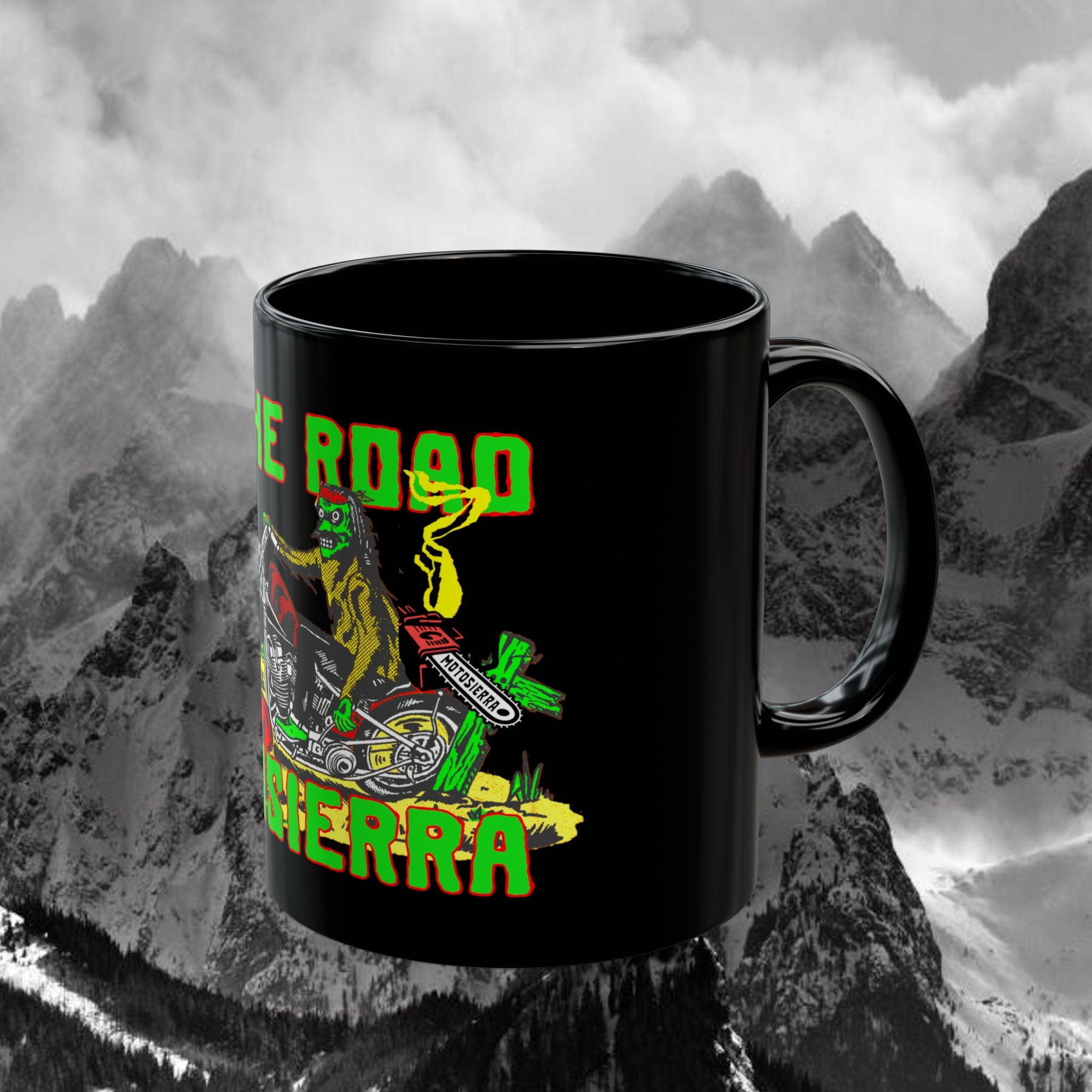 Hit The Road Black Mug (11oz, 15oz) Zombie Chopper Returns.