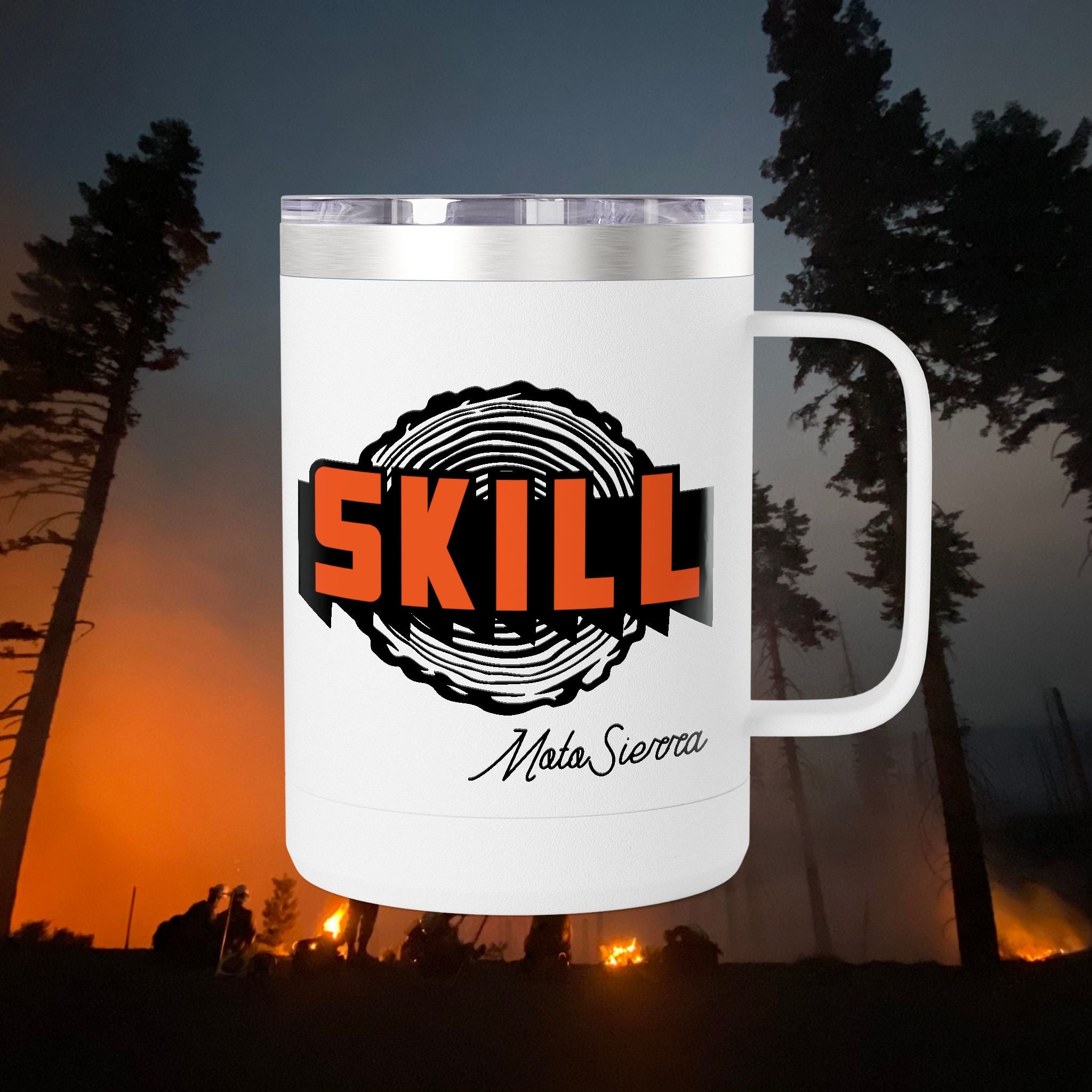 SKILL Coffee Mug Tumbler, Camping Gift, Coffee Lovers, Outdoors, Hiking Supplies, Travel Mug, Personalized Gifts