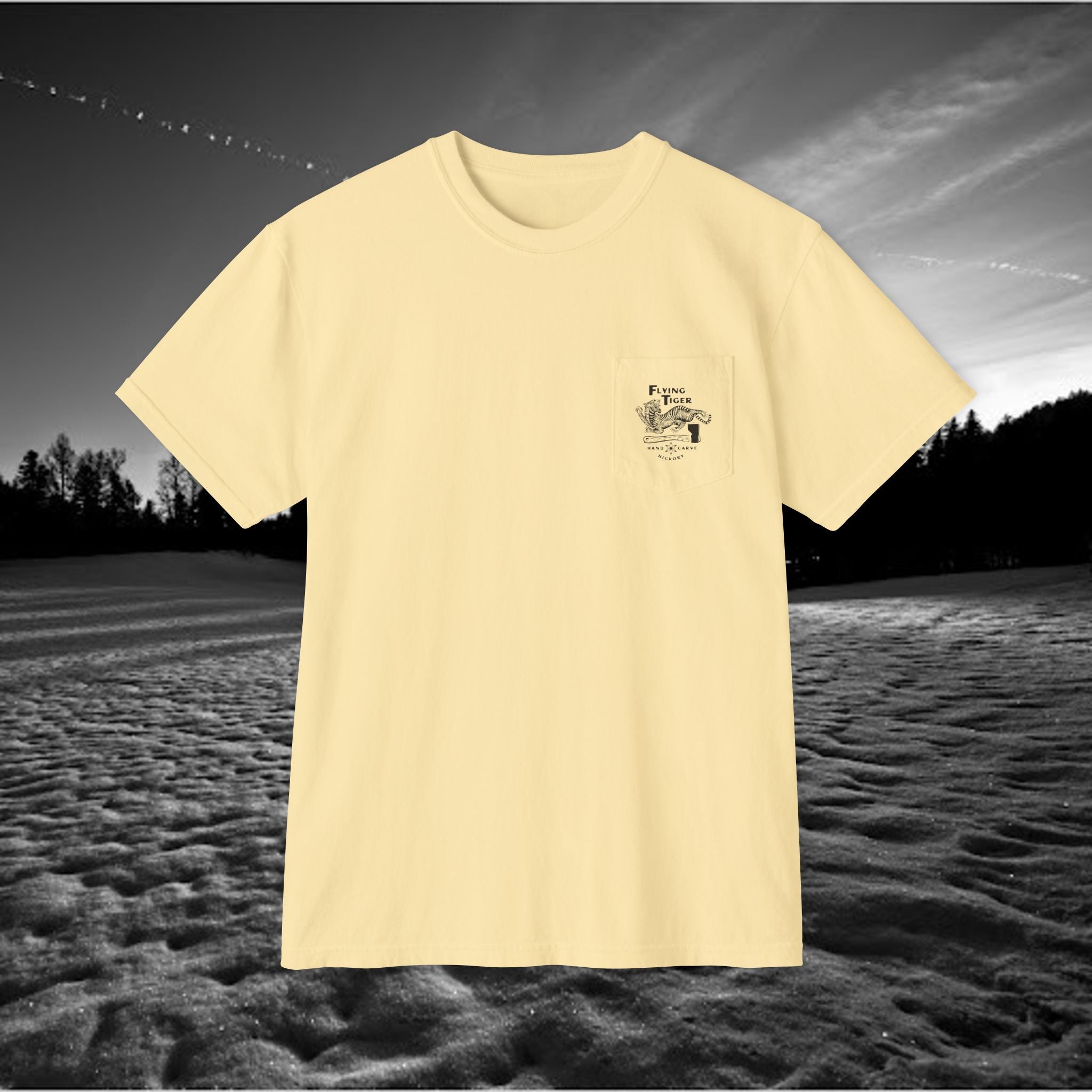 Flying Tiger Axe Handles Unisex Garment-Dyed Pocket T-Shirt