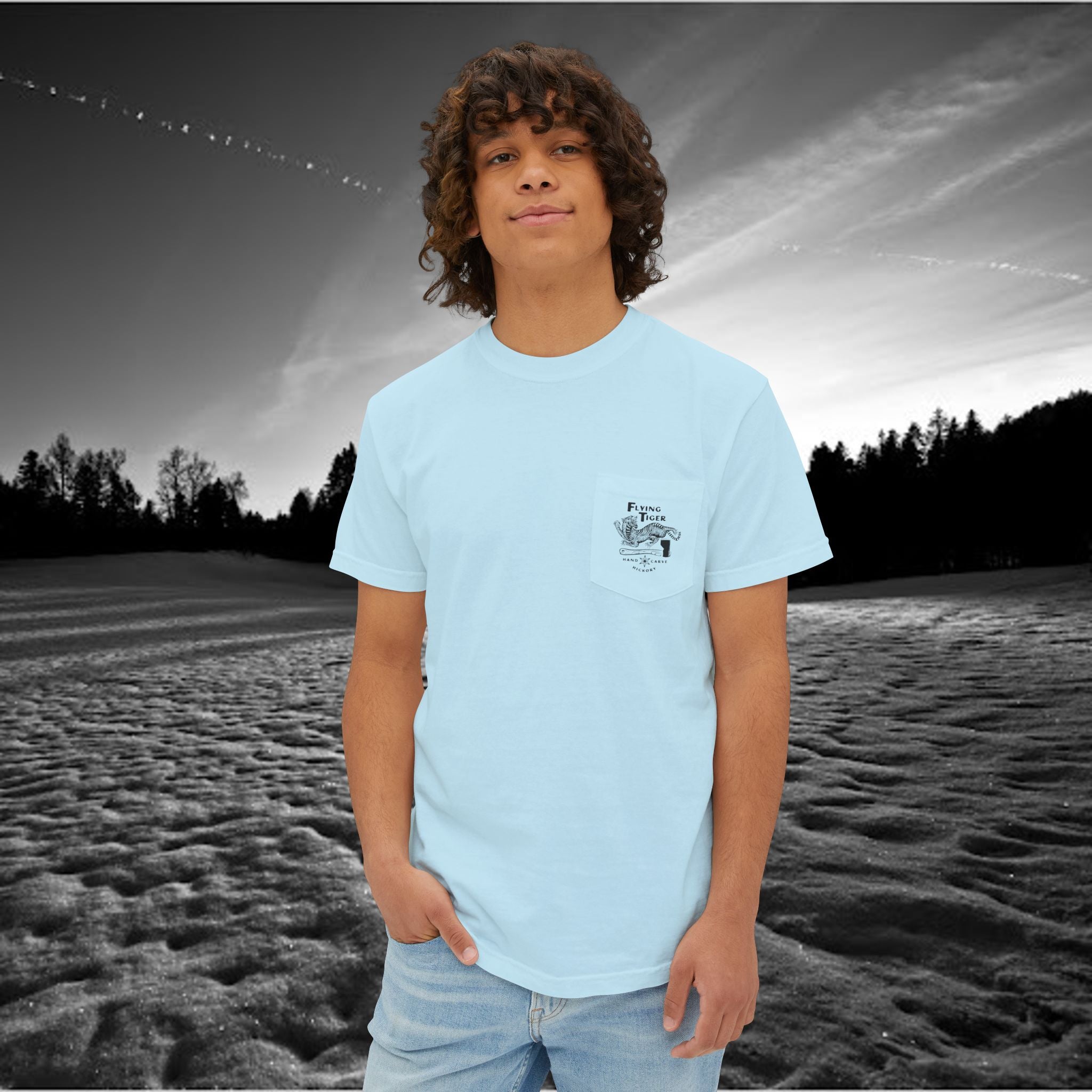 Flying Tiger Axe Handles Unisex Garment-Dyed Pocket T-Shirt