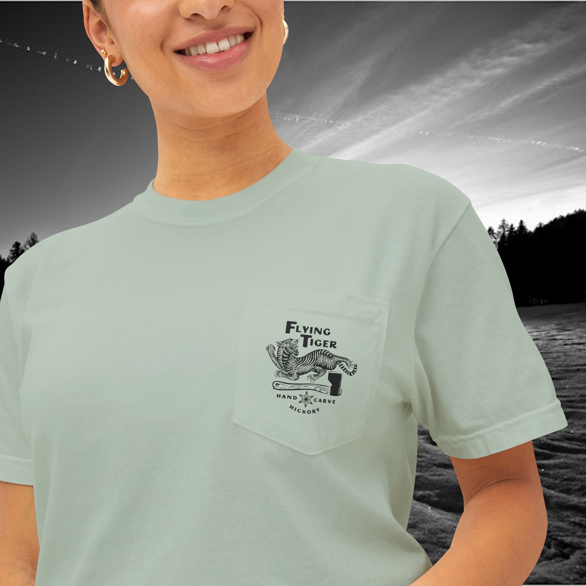 Flying Tiger Axe Handles Unisex Garment-Dyed Pocket T-Shirt