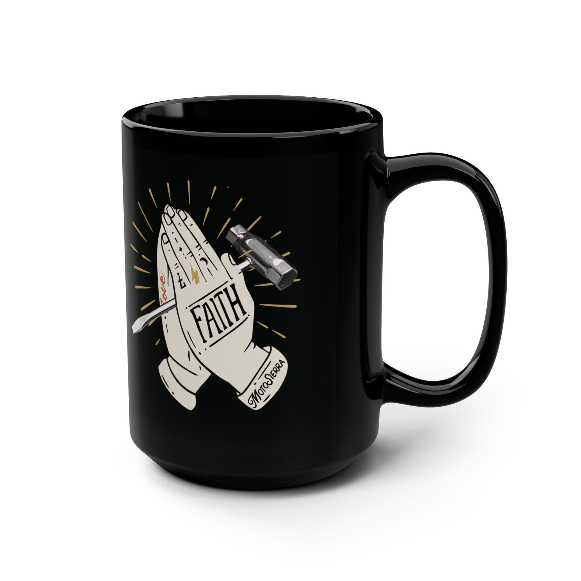 Faith Scrench Black Mug, 15oz