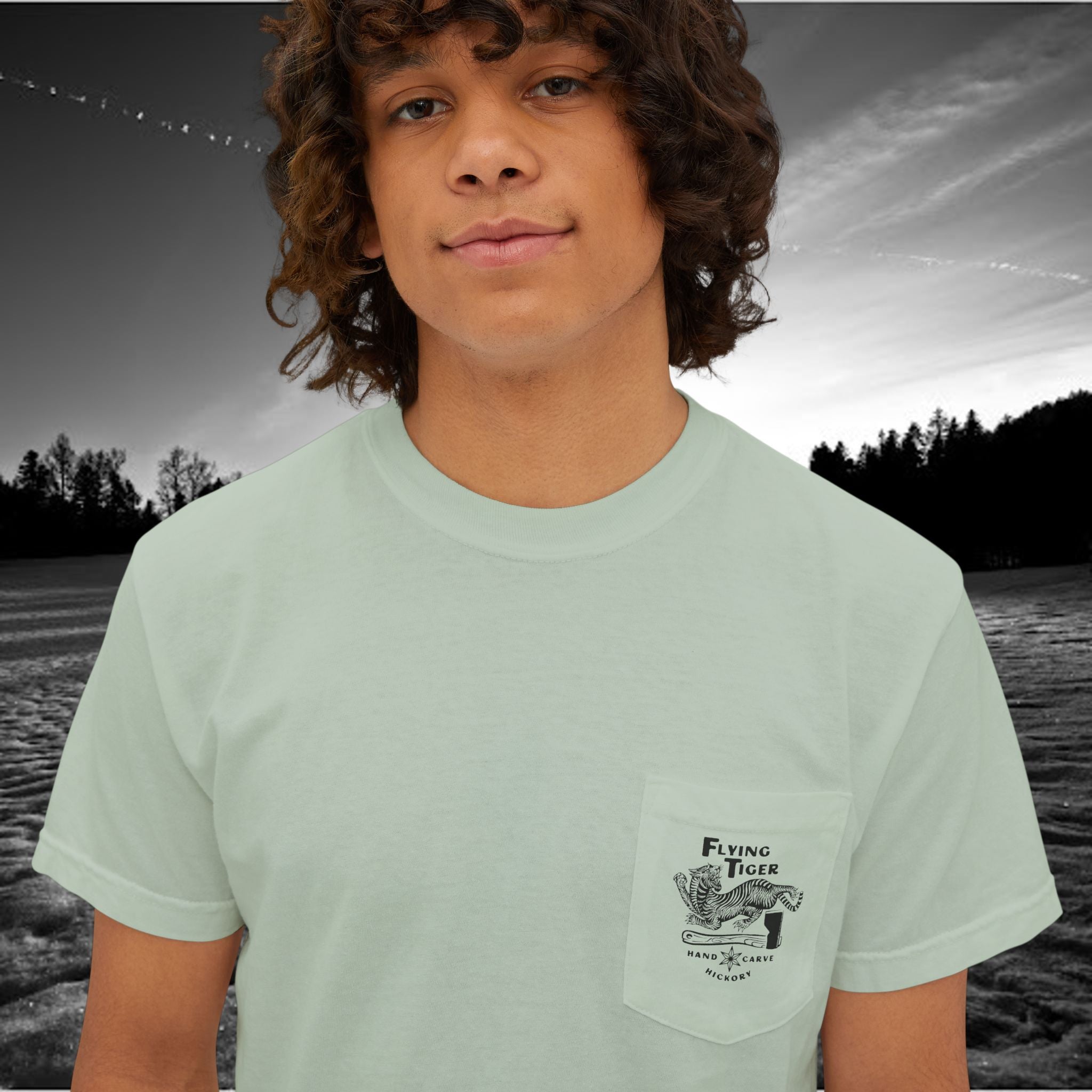 Flying Tiger Axe Handles Unisex Garment-Dyed Pocket T-Shirt