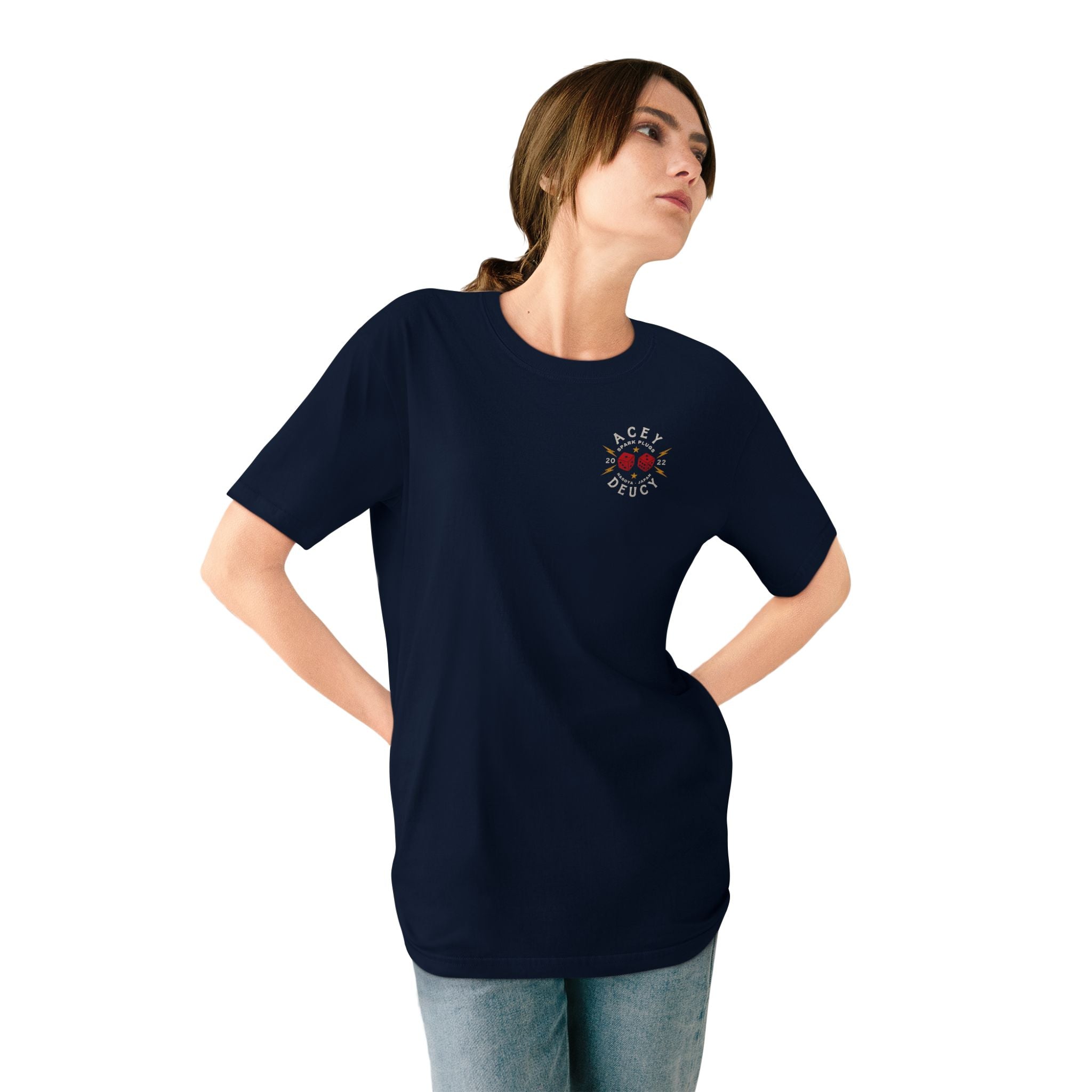 Acey Deucy Spark Plugs Distressed Organic Staple T-shirt