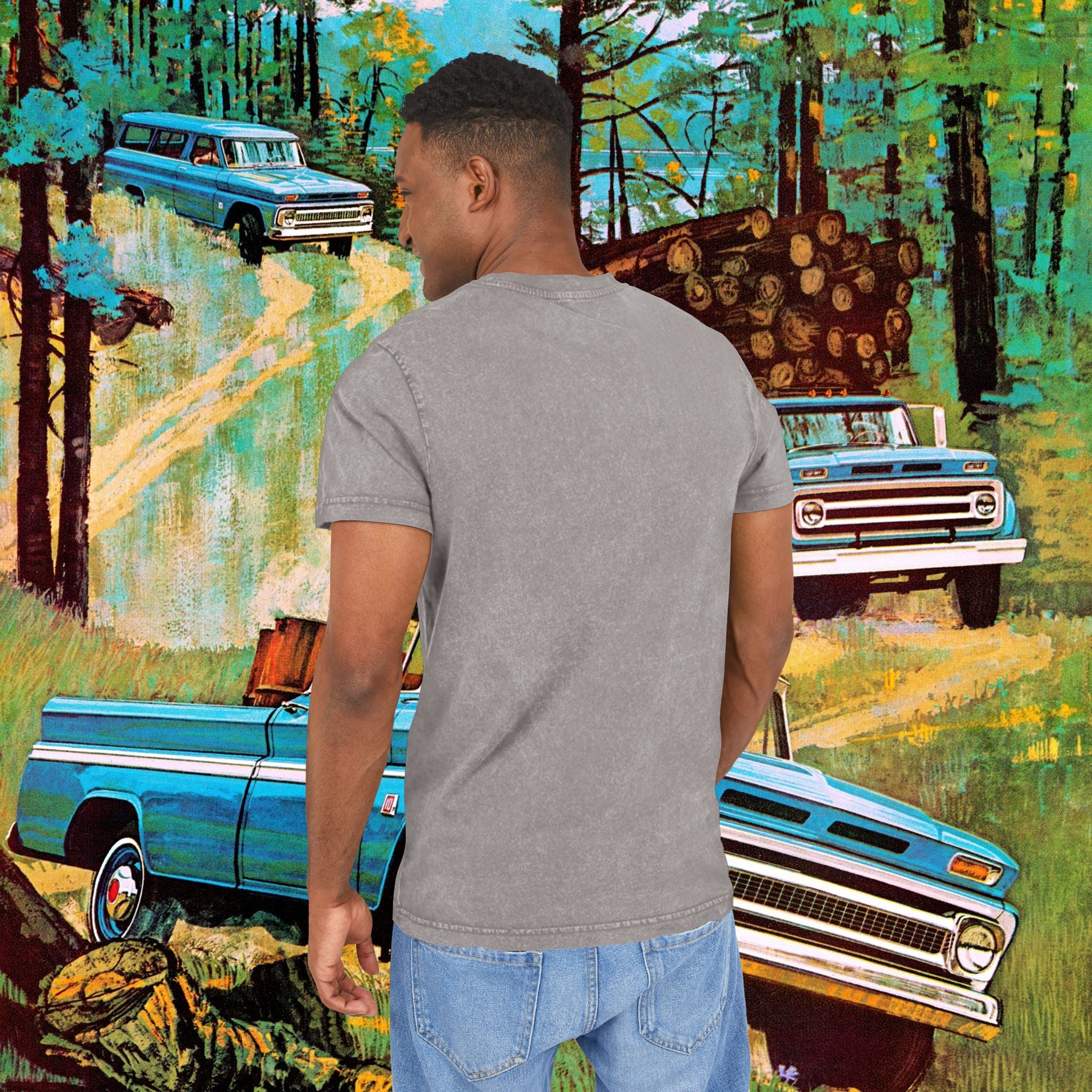 EU Vintage-Inspired Acid Washed Tee, Perfect for Casual Outings, Beach Days, Music Festivals, Gifts for Any Occasion, Retro Vibe