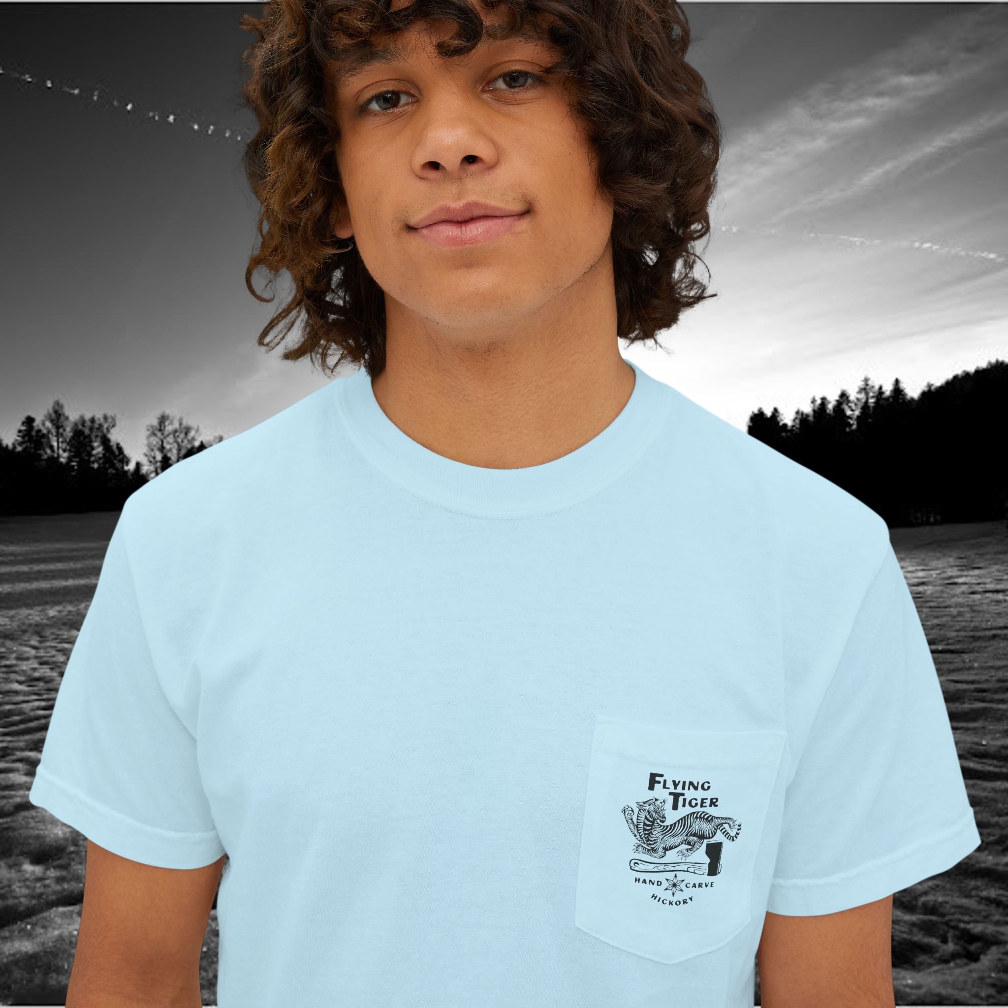 Flying Tiger Axe Handles Unisex Garment-Dyed Pocket T-Shirt
