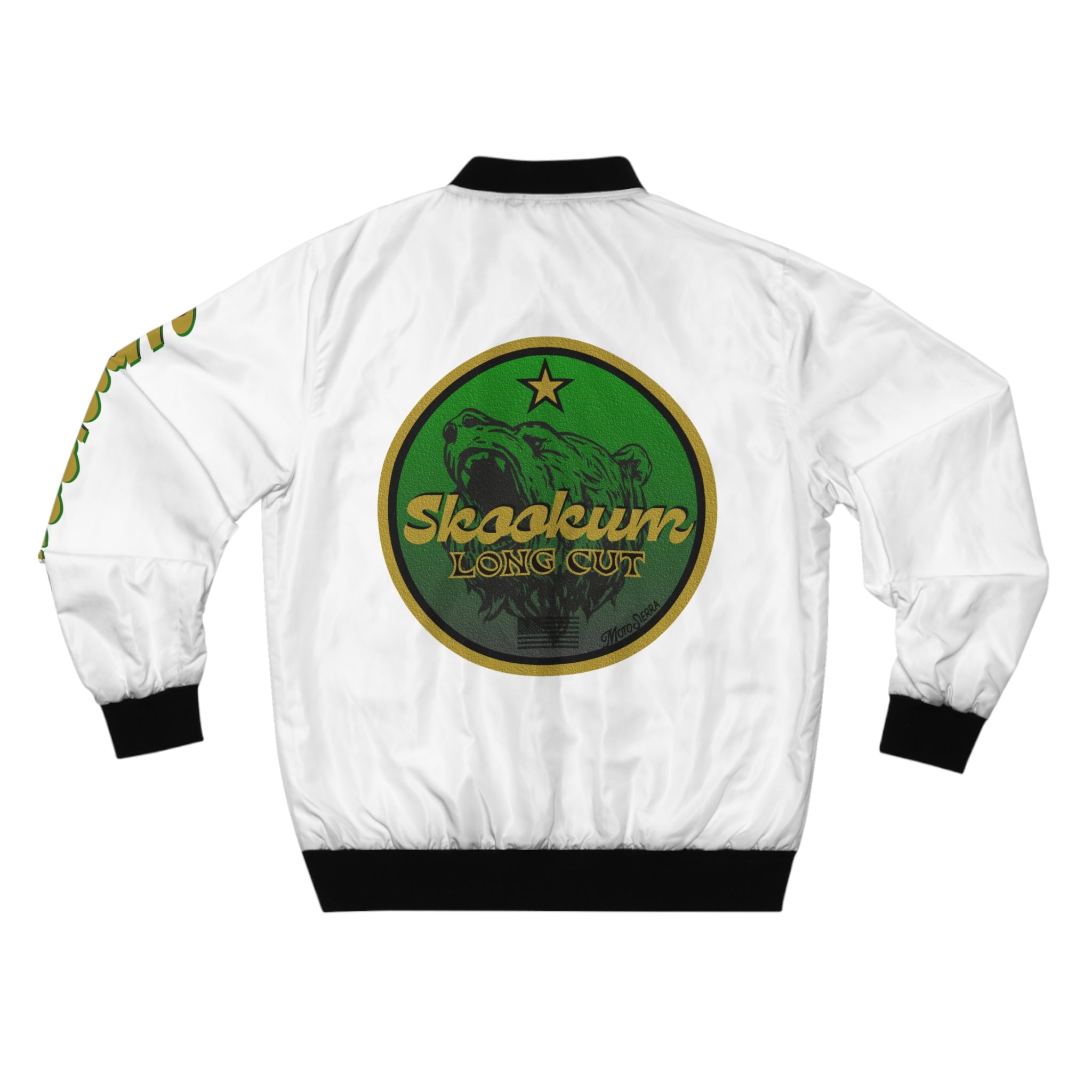 White Skookum Men's Bomber Jacket (AOP)