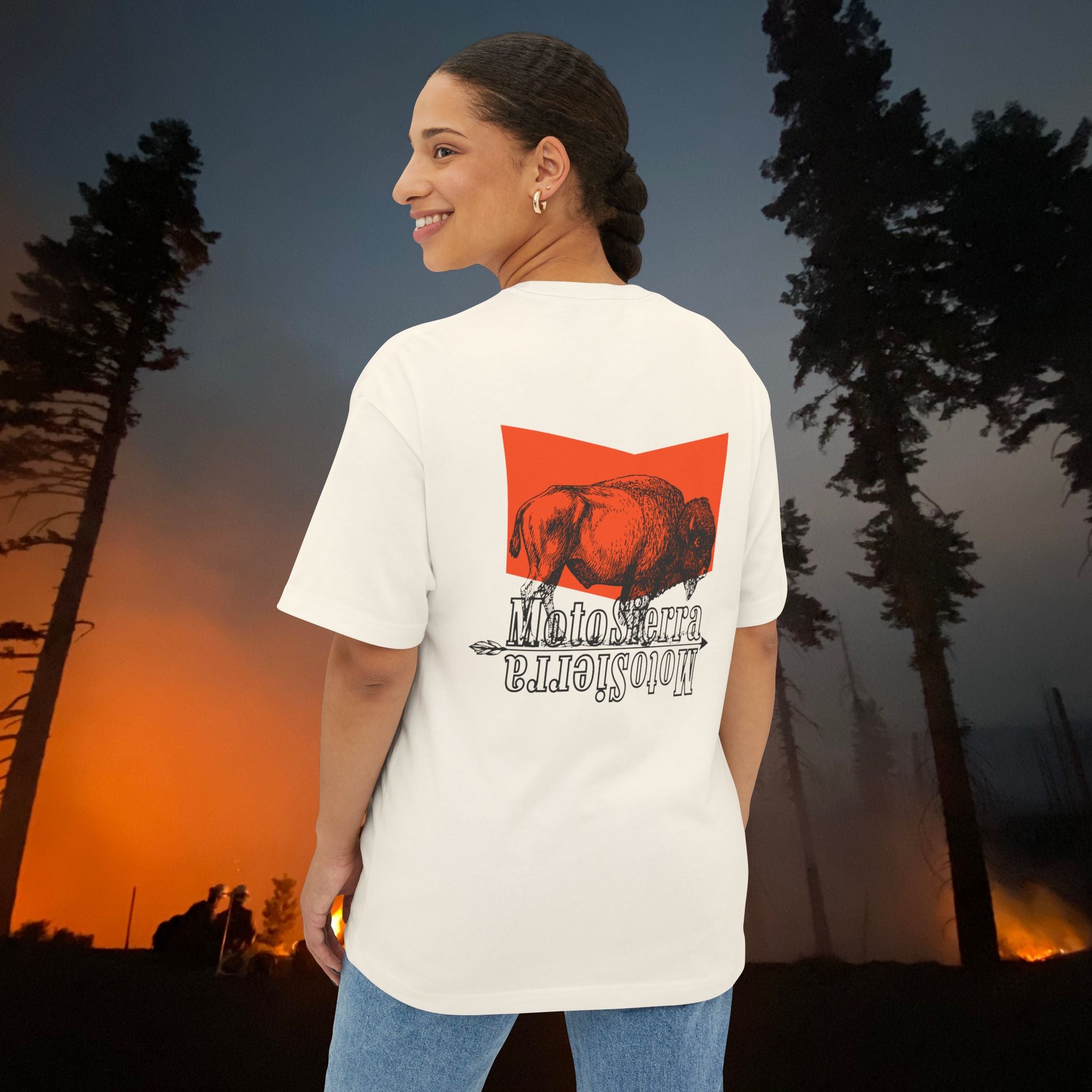 Orange Bison Logo Unisex Oversized Boxy Tee