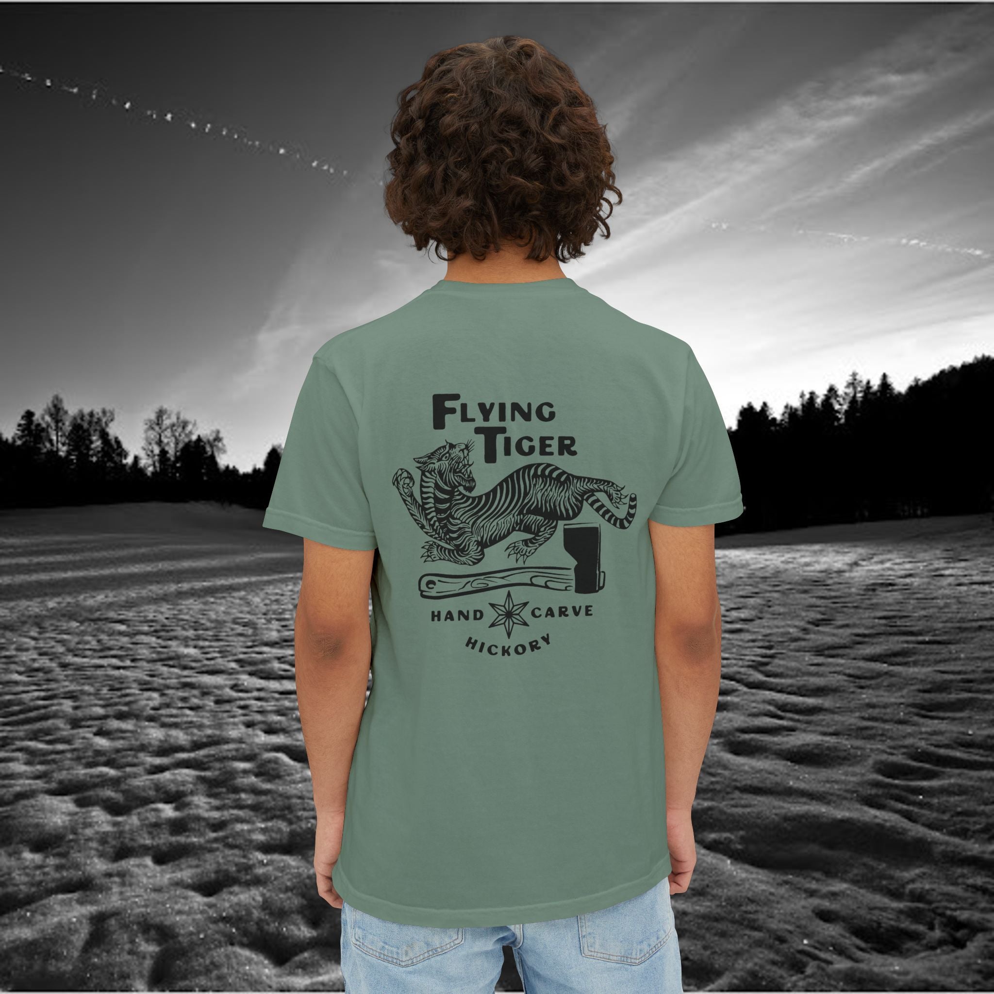Flying Tiger Axe Handles Unisex Garment-Dyed Pocket T-Shirt