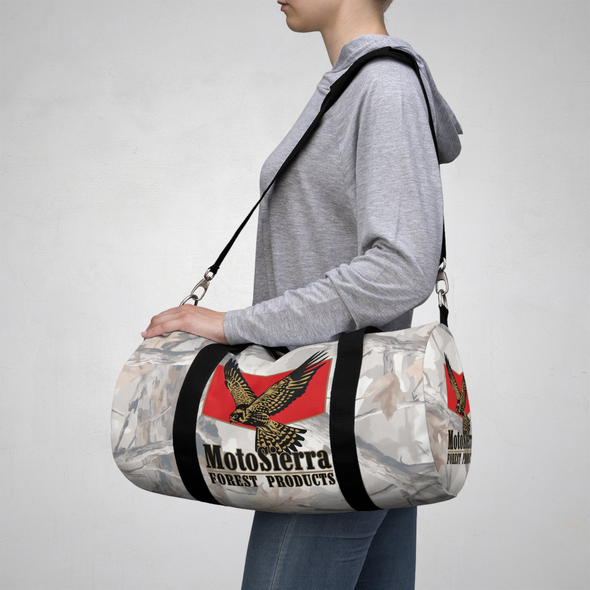 Kestrel Ghost Camo Logo Motosierra Adventure Duffel Bag - Perfect for Gym, Travel, Outdoor Activities, Weekend Getaway, Gifts