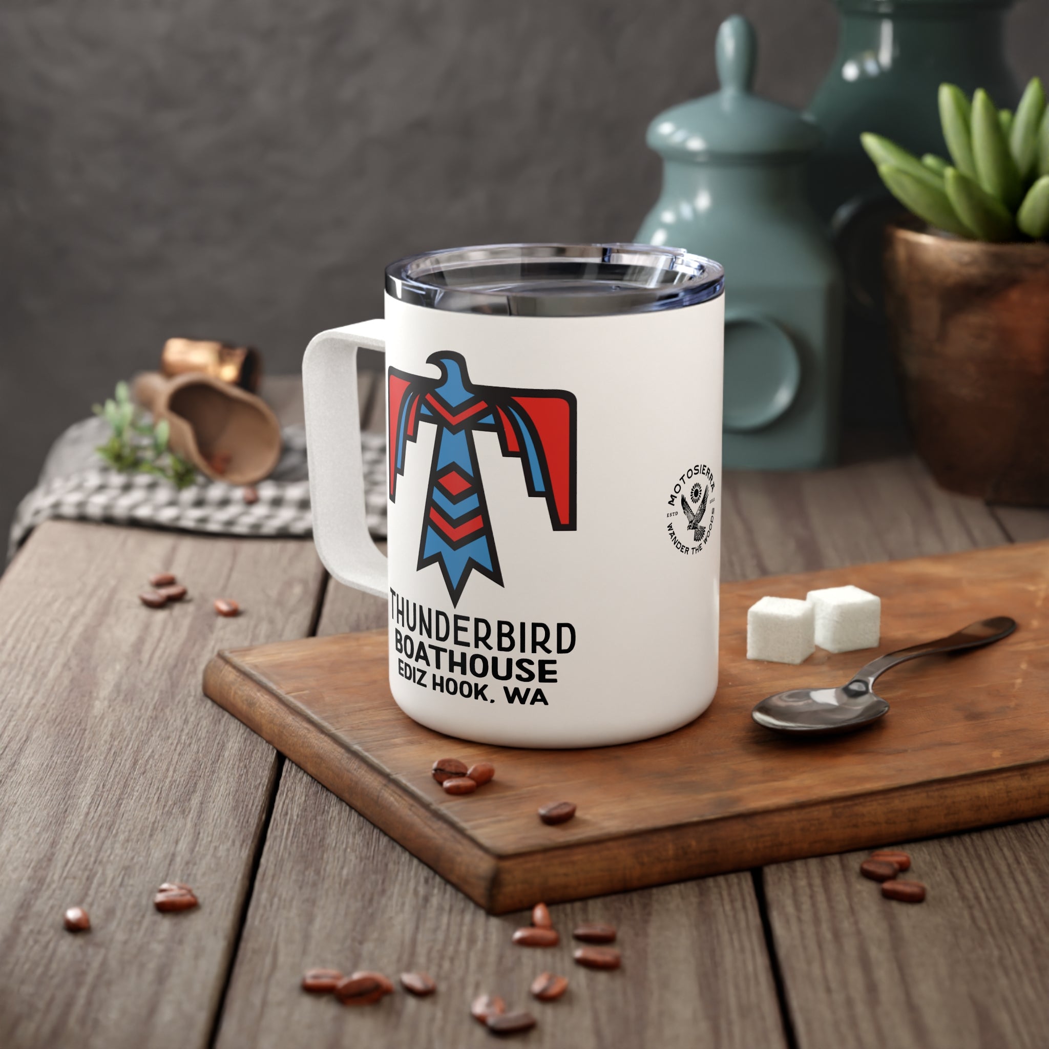 Thunderbird Boathouse Insulated Travel Mug, Camping Coffee Cup