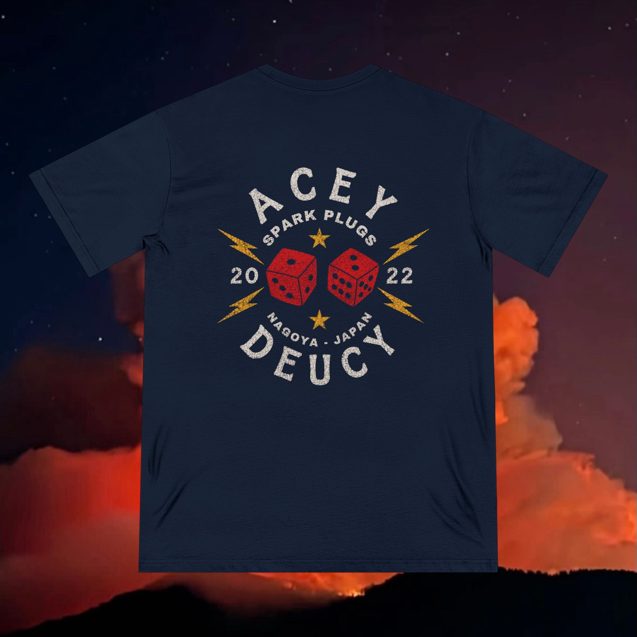Acey Deucy Spark Plugs Distressed Organic Staple T-shirt