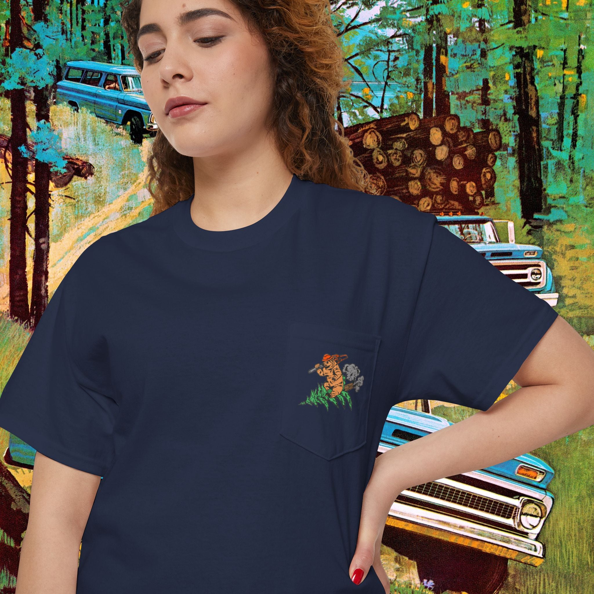 Rocket Bear Unisex Heavy Cotton Pocket Tee