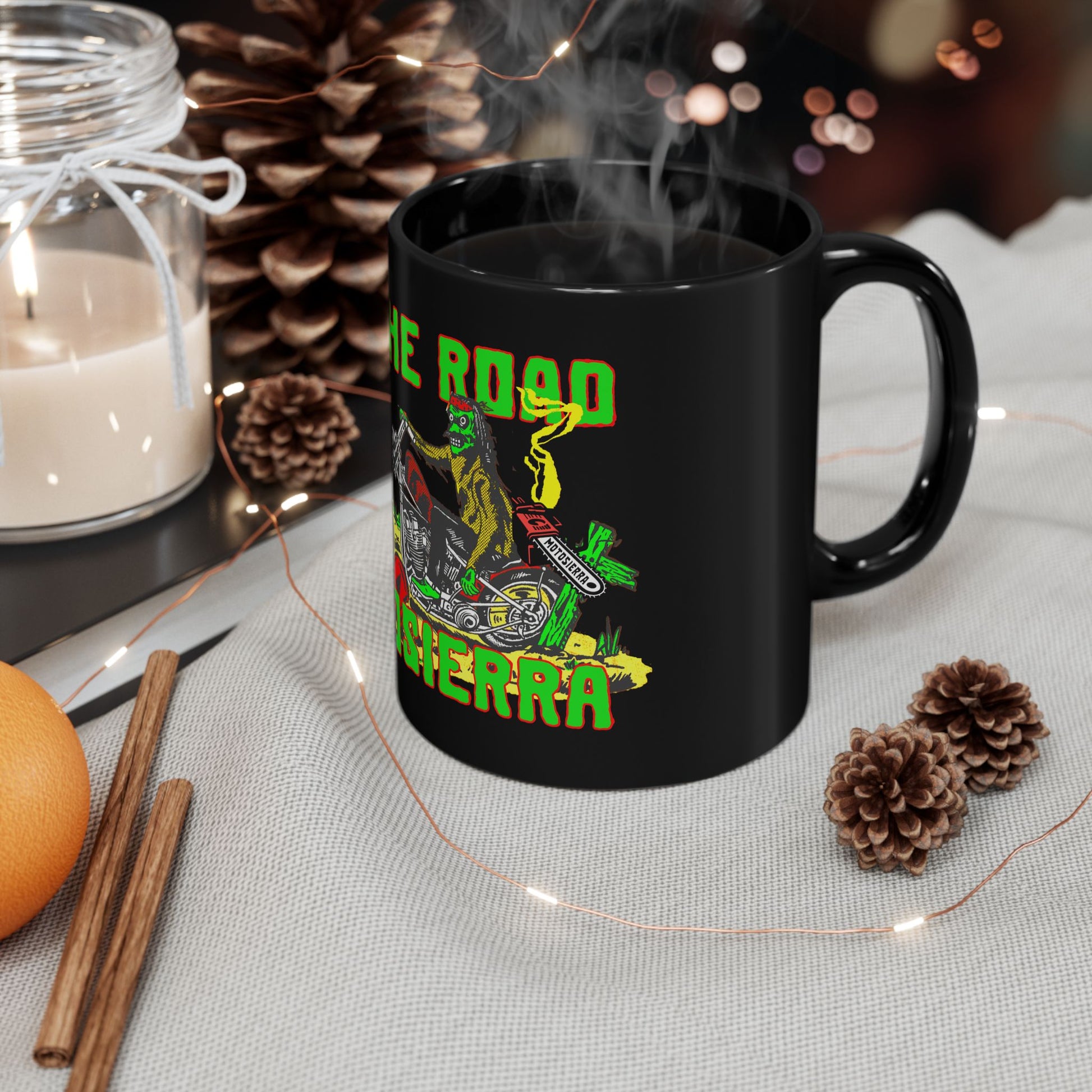 Hit The Road Black Mug (11oz, 15oz) Zombie Chopper Returns.