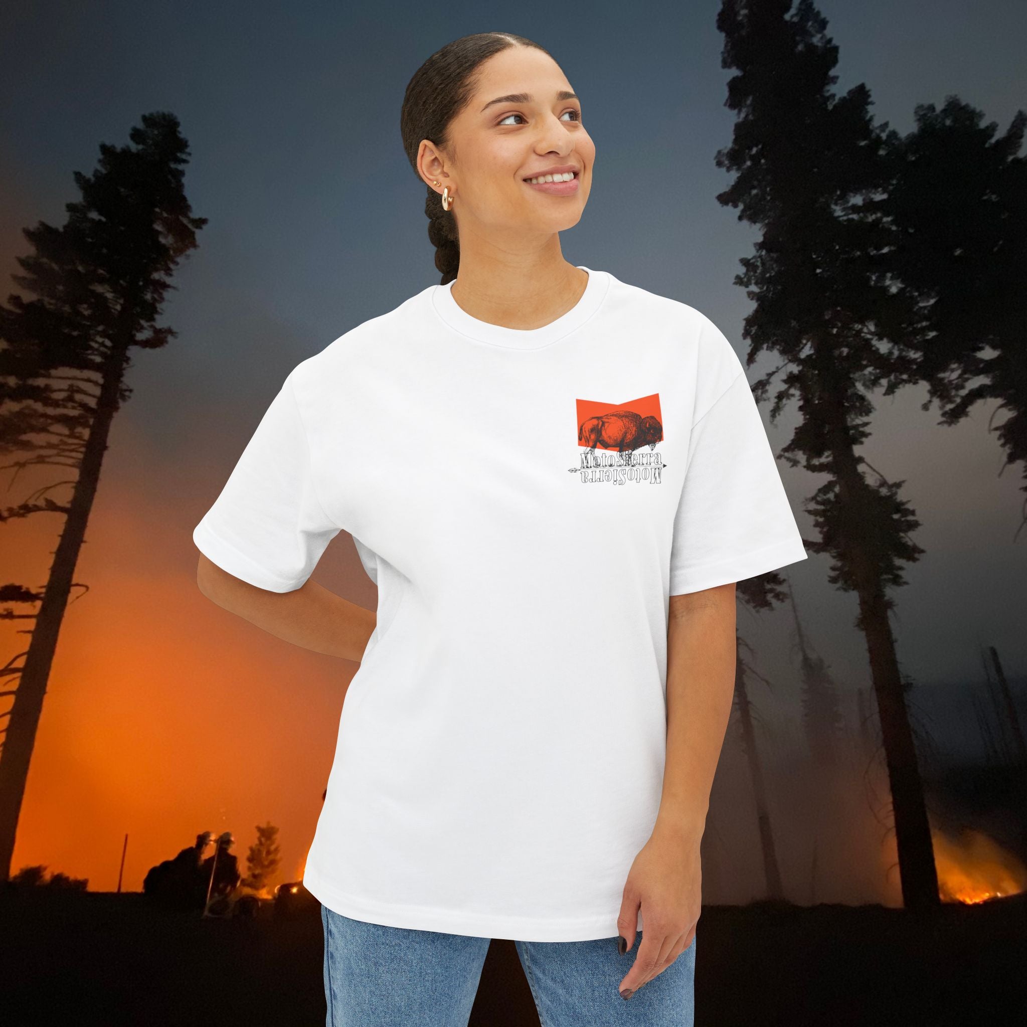 Orange Bison Logo Unisex Oversized Boxy Tee