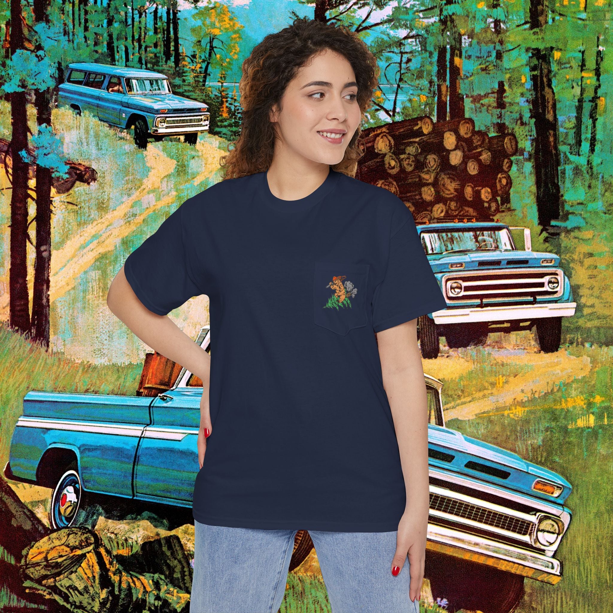 Rocket Bear Unisex Heavy Cotton Pocket Tee