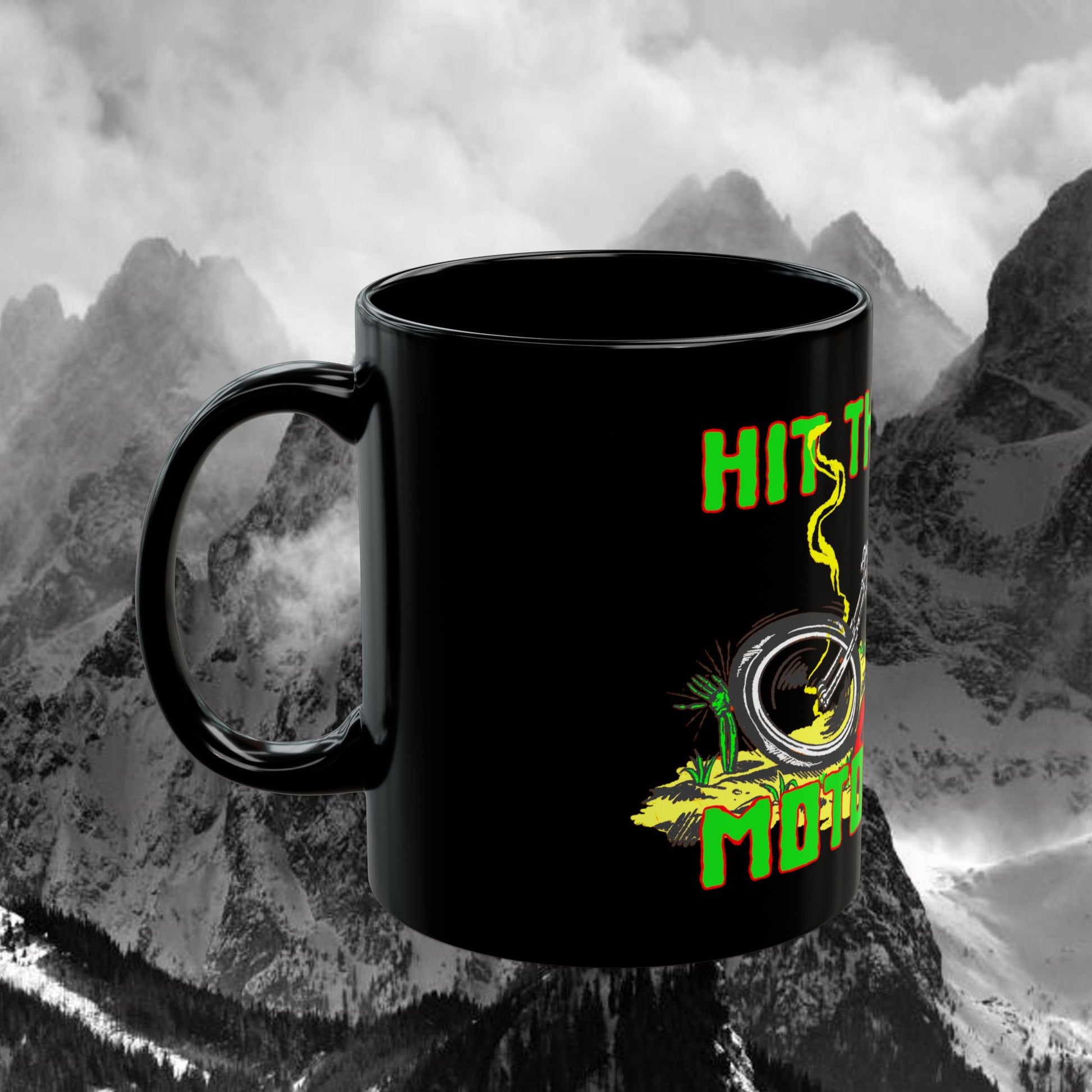 Hit The Road Black Mug (11oz, 15oz) Zombie Chopper Returns.
