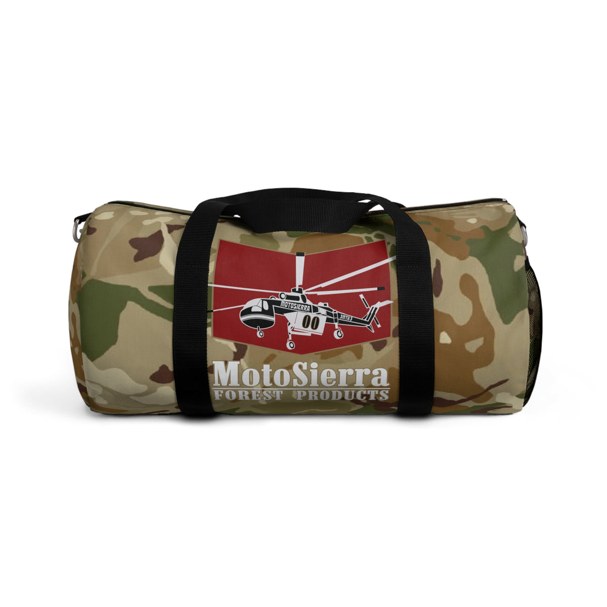 High Desert Camo Crane Logo Motosierra Adventure Duffel Bag - Perfect for Gym, Travel, Outdoor Activities, Weekend Getaway, Gifts