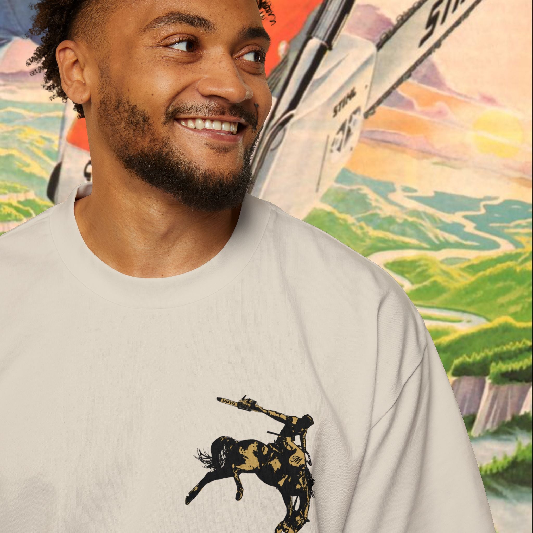 Australia Cowboy Logo Men's Heavy Oversized Tee