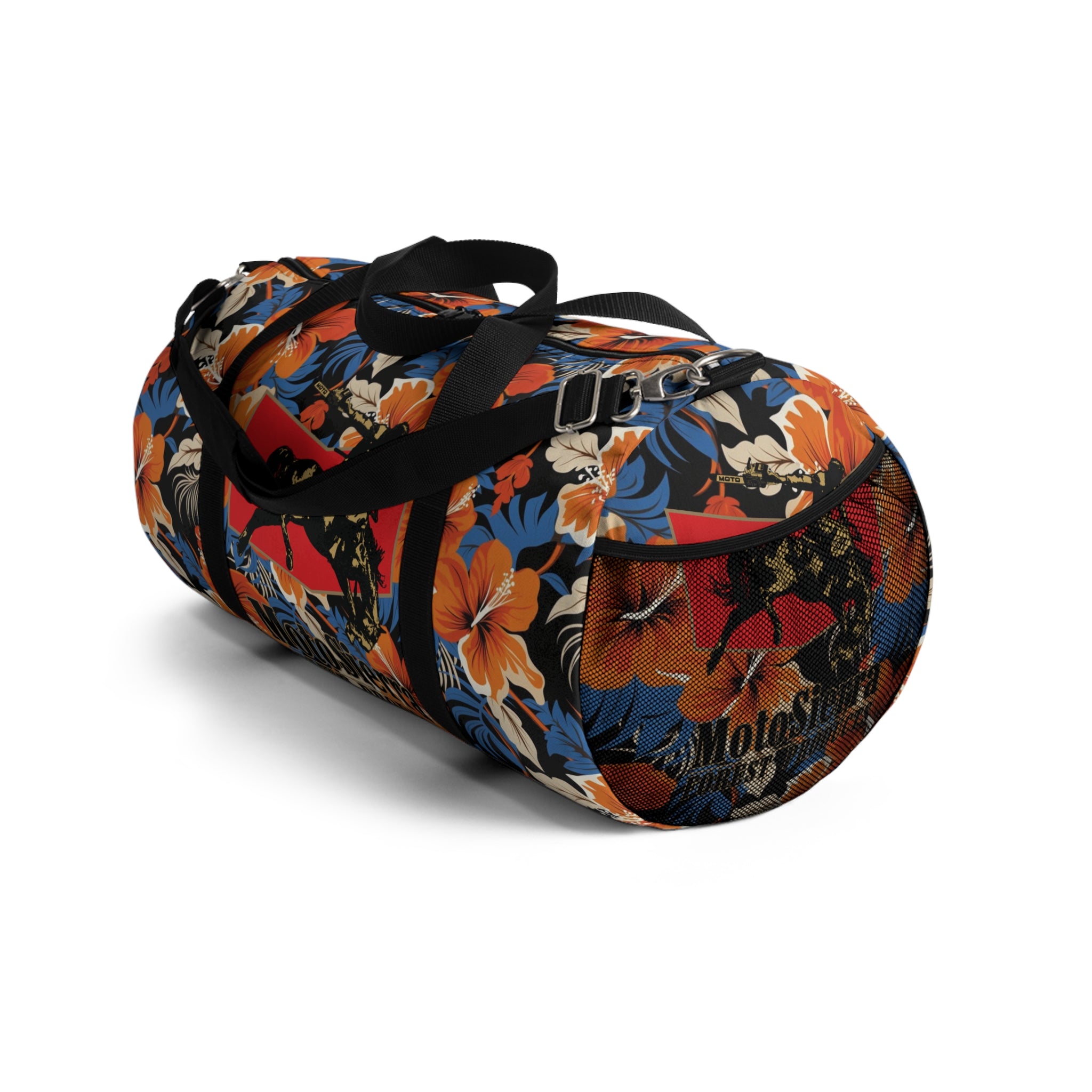 Hawaiian Pattern Cowboy Logo Motosierra Adventure Duffel Bag - Perfect for Gym, Travel, Outdoor Activities, Gifts