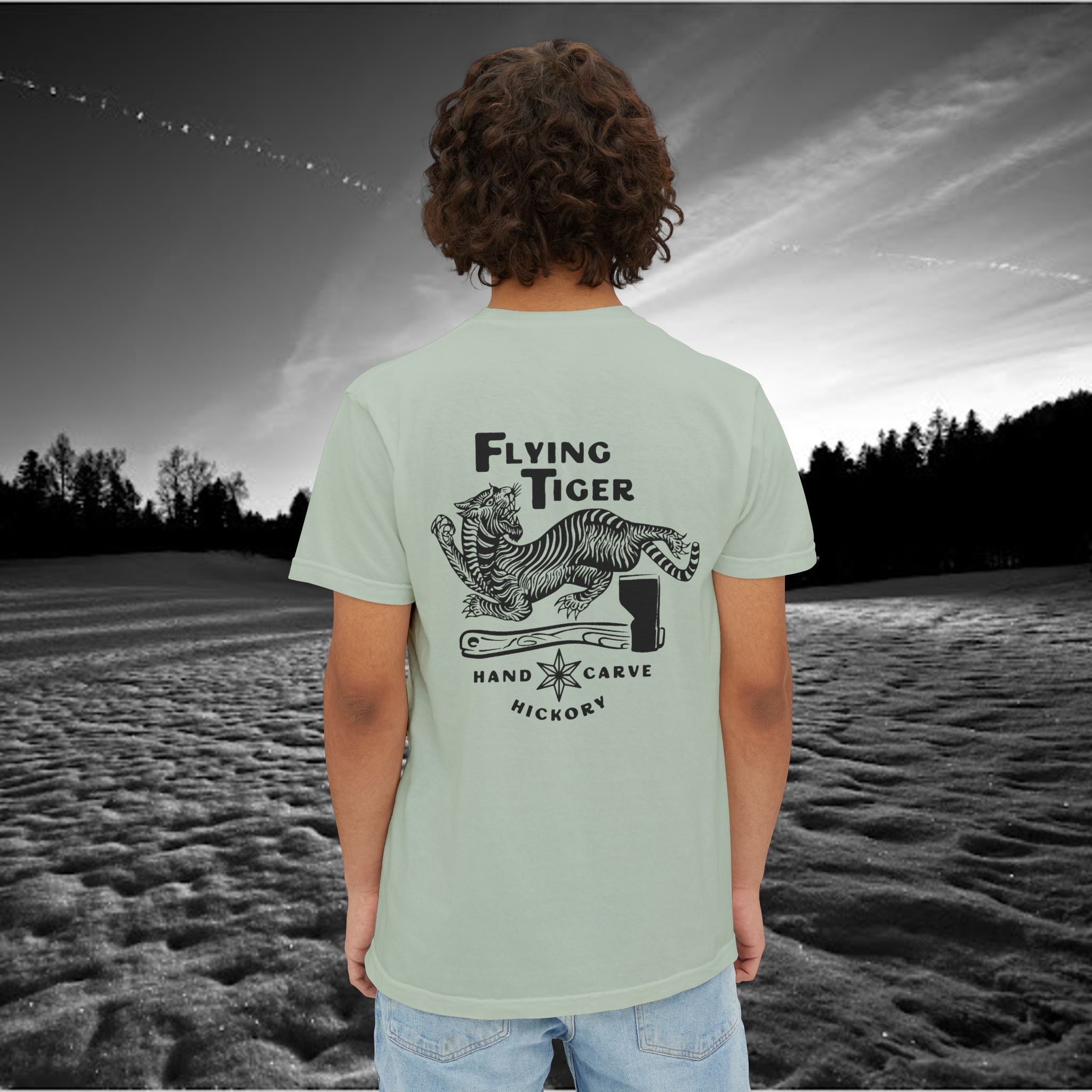 Flying Tiger Axe Handles Unisex Garment-Dyed Pocket T-Shirt