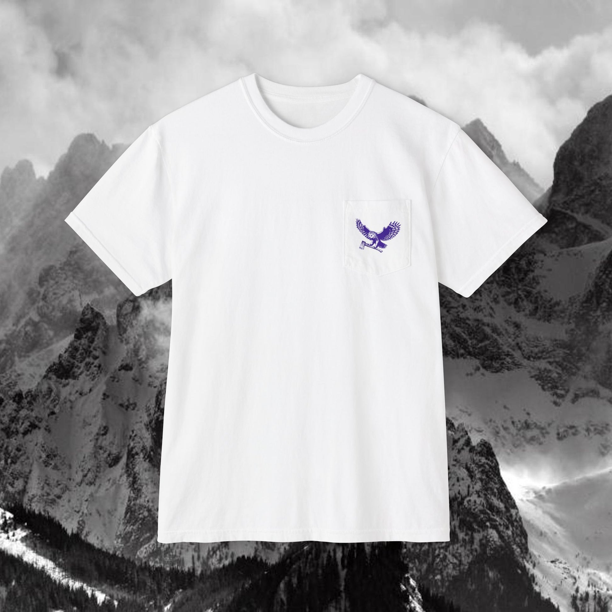 Blue Owl Logo  Garment Dyed Pocket T