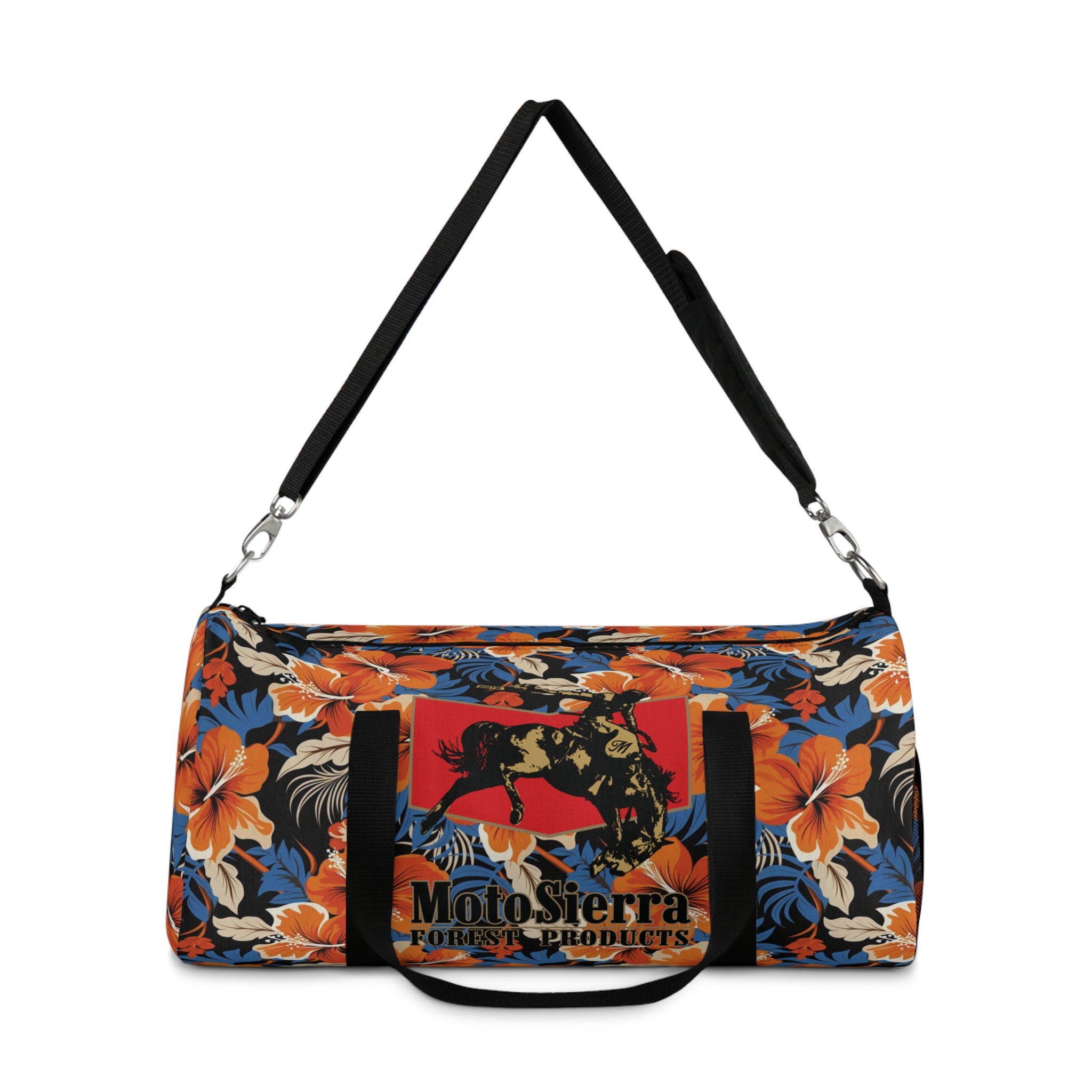 Hawaiian Pattern Cowboy Logo Motosierra Adventure Duffel Bag - Perfect for Gym, Travel, Outdoor Activities, Gifts