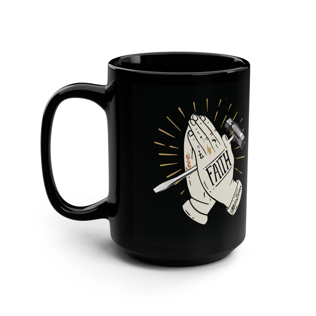 Faith Scrench Black Mug, 15oz