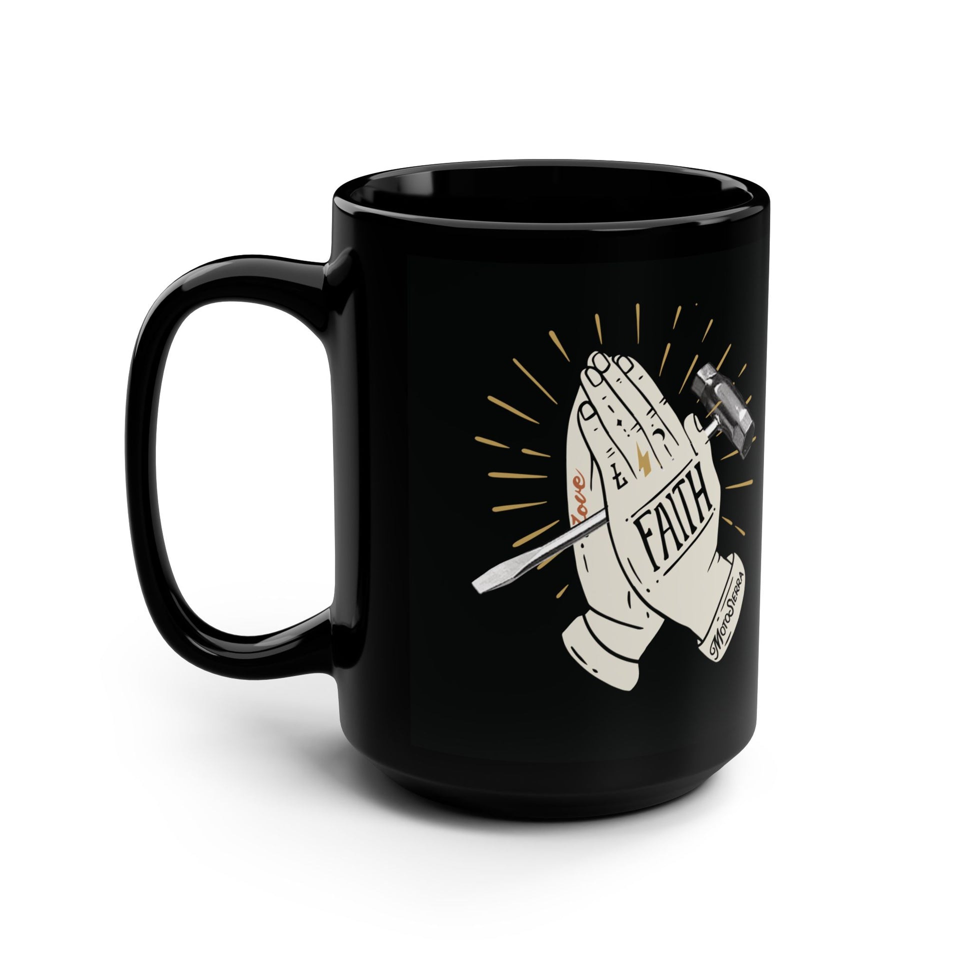Faith Scrench Black Mug, 15oz