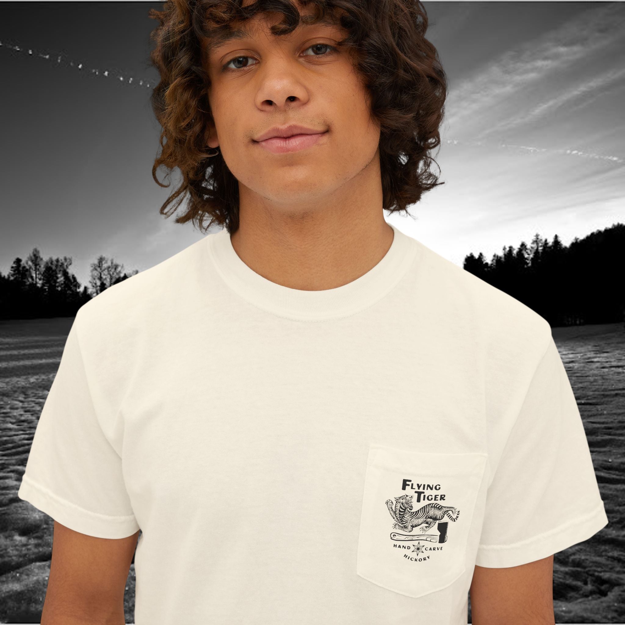 Flying Tiger Axe Handles Unisex Garment-Dyed Pocket T-Shirt