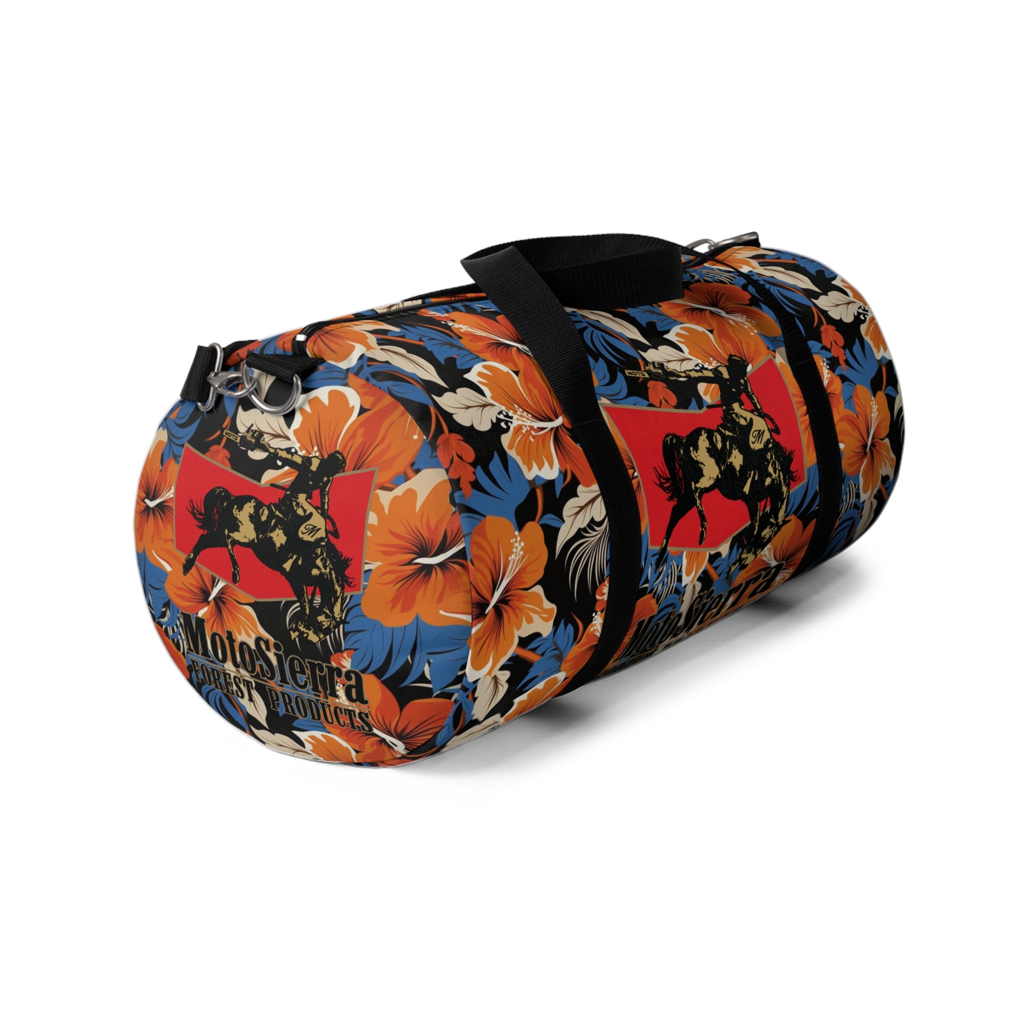 Hawaiian Pattern Cowboy Logo Motosierra Adventure Duffel Bag - Perfect for Gym, Travel, Outdoor Activities, Gifts