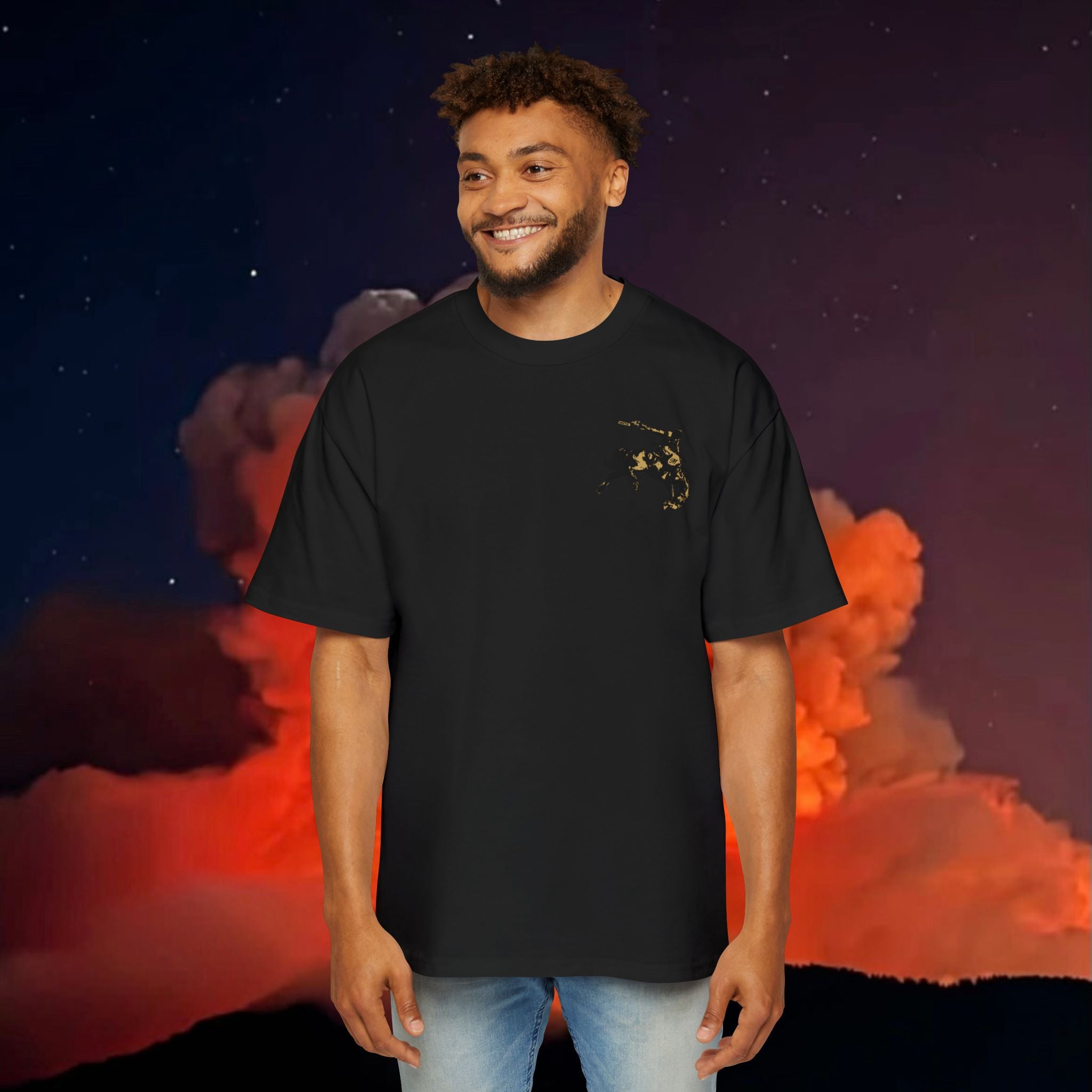 U.S. Shipping Cowboy Logo Men's Heavy Oversized Tee