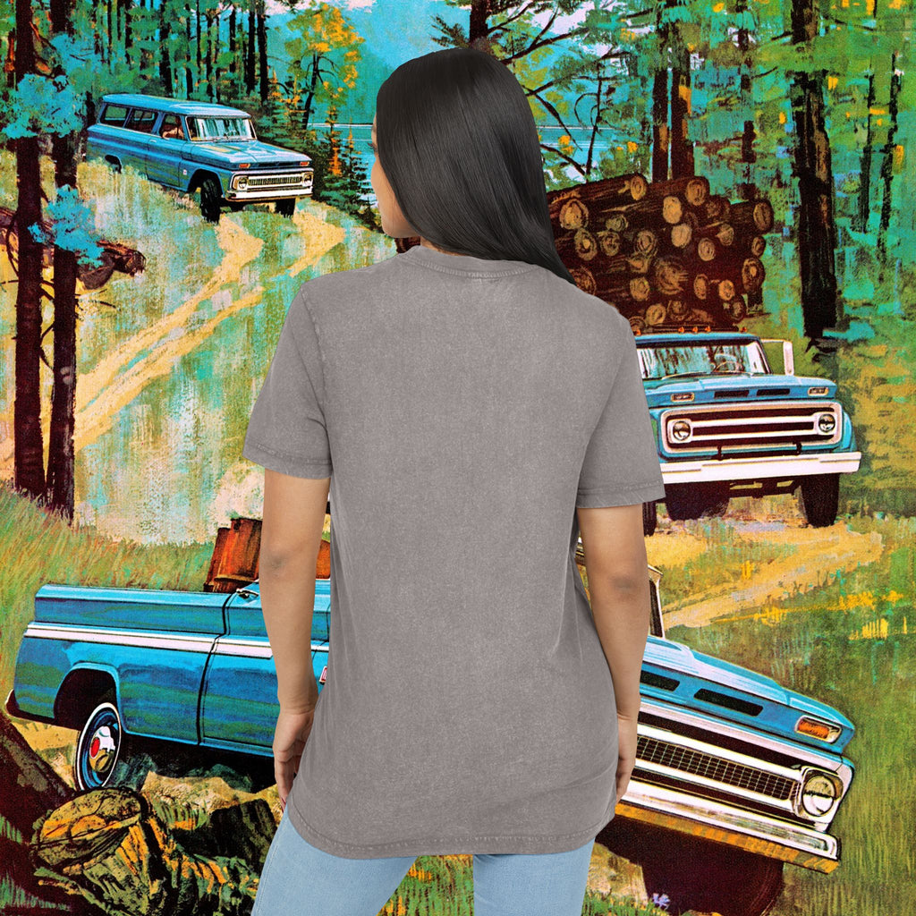 EU Vintage-Inspired Acid Washed Tee, Perfect for Casual Outings, Beach Days, Music Festivals, Gifts for Any Occasion, Retro Vibe