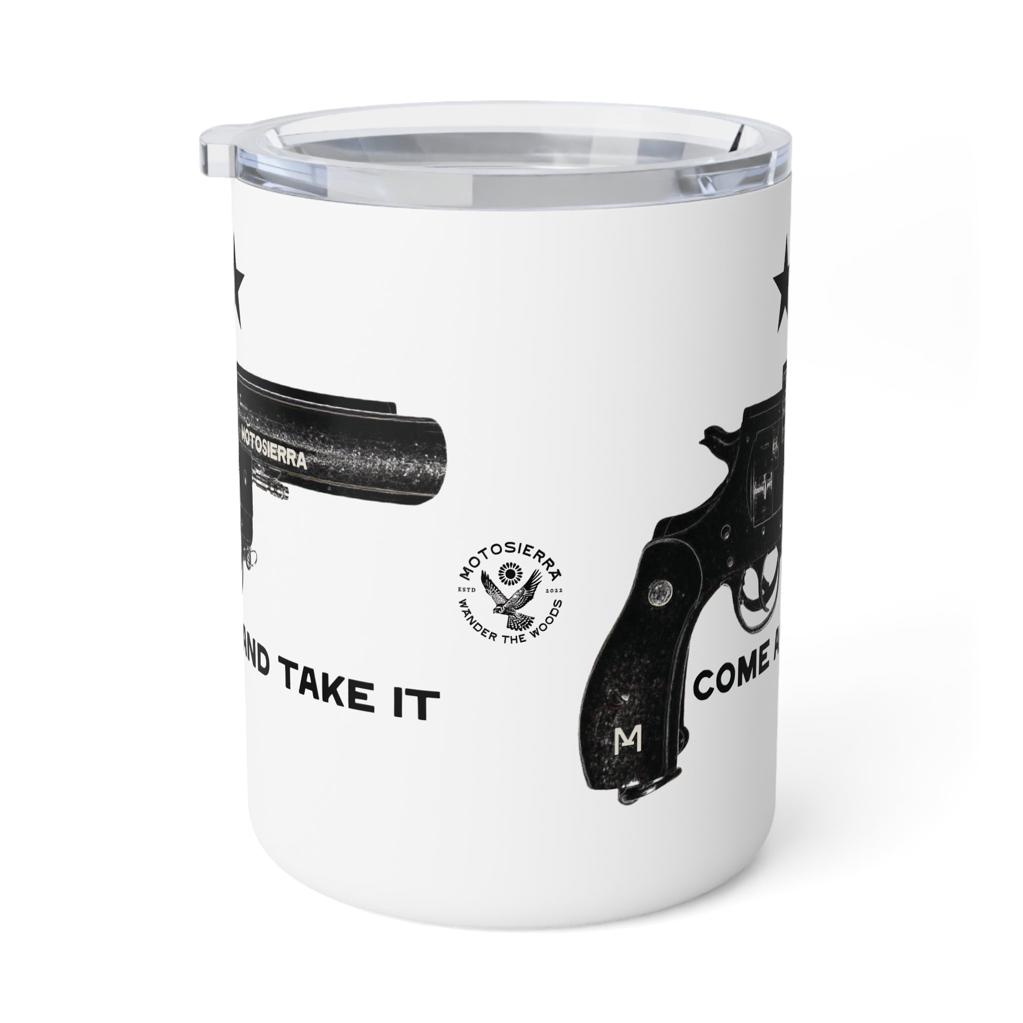 Come and Take It Very Pistol Insulated Travel Mug, Camping Coffee Cup