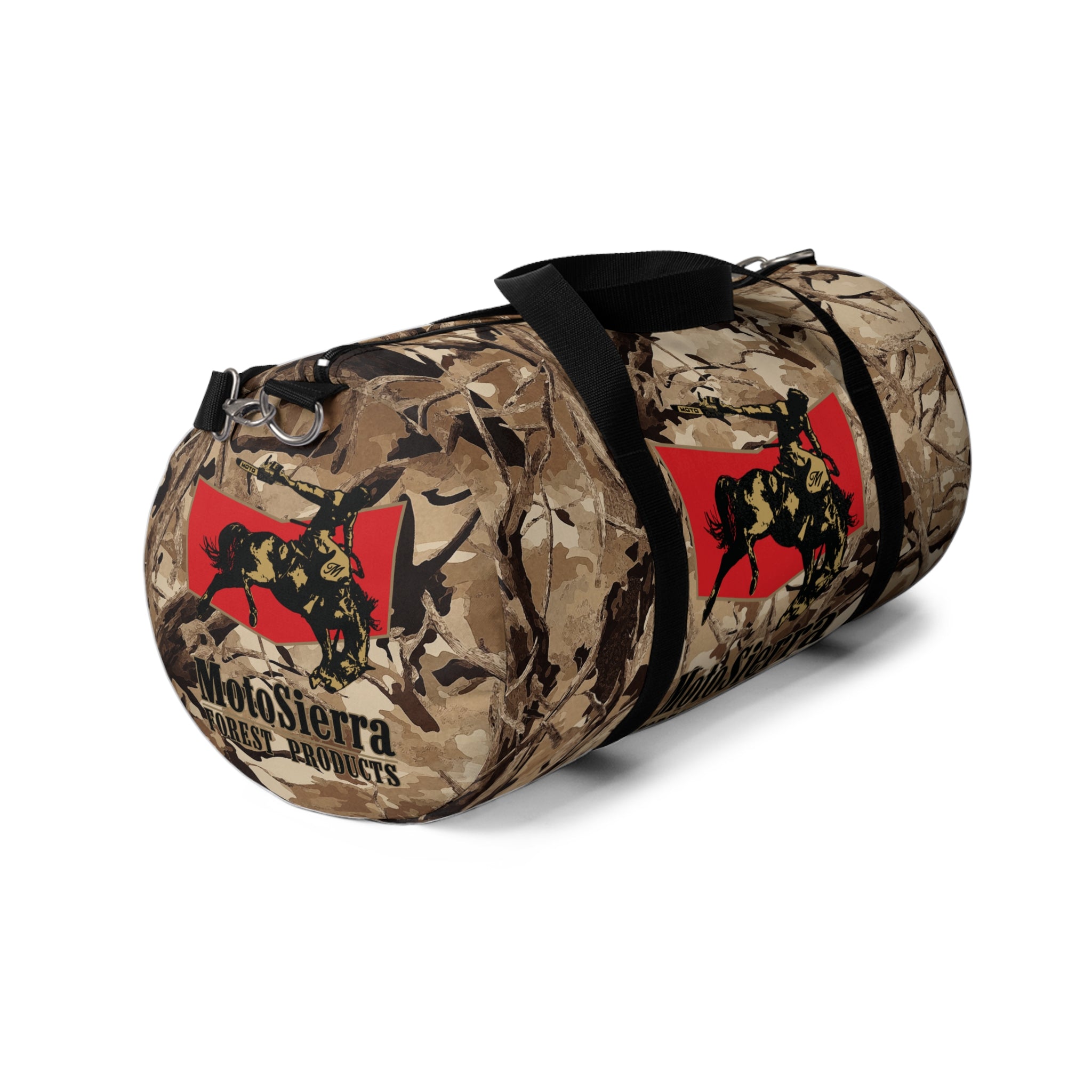 Desert Pattern Cowboy Logo Motosierra Adventure Duffel Bag - Perfect for Gym, Travel, Outdoor Activities, Gifts