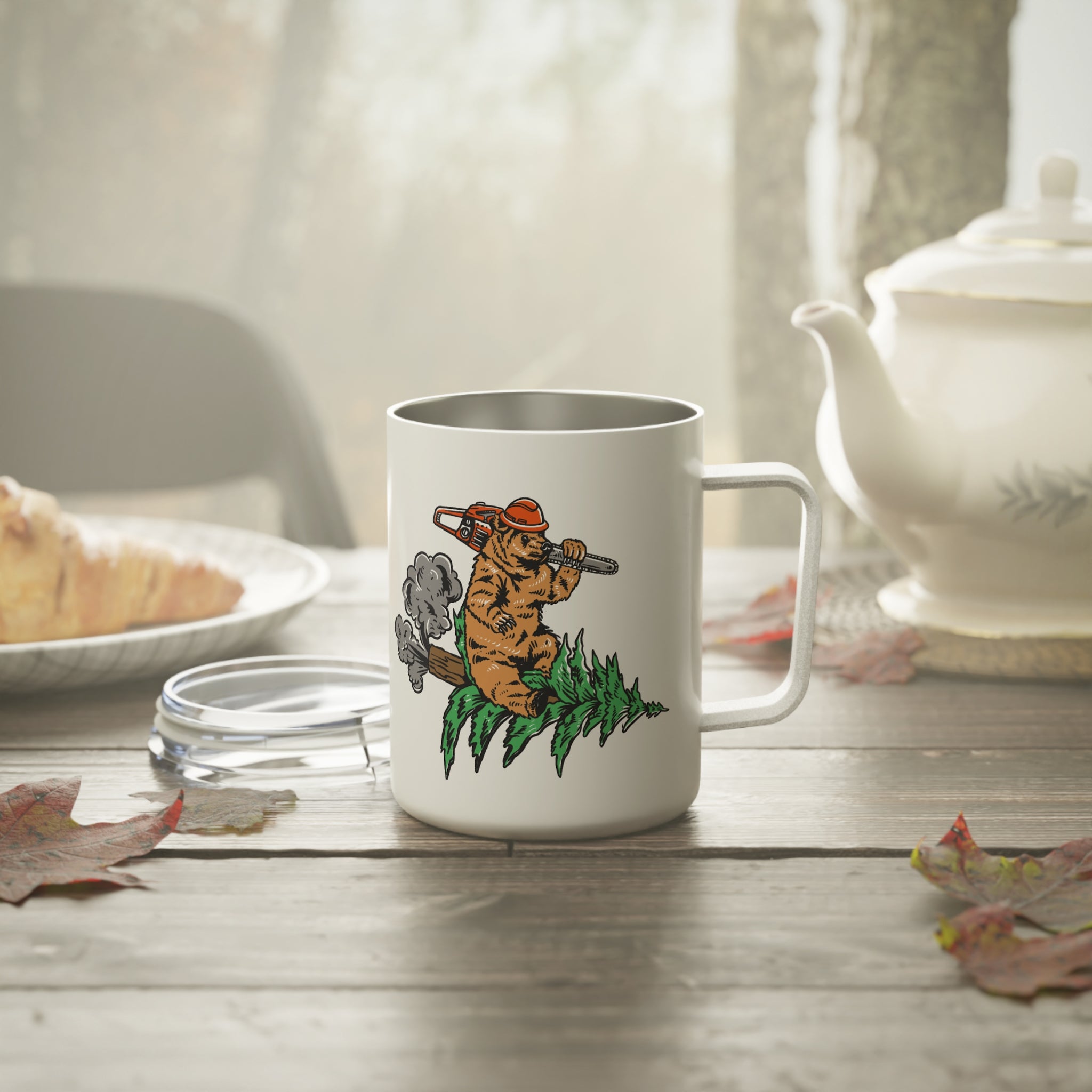Rocket Bear Insulated Coffee Mug, Perfect for Outdoor Enthusiasts, Travel Mug, Gift for Him, Camping Coffee Cup, Adventure Drinkware