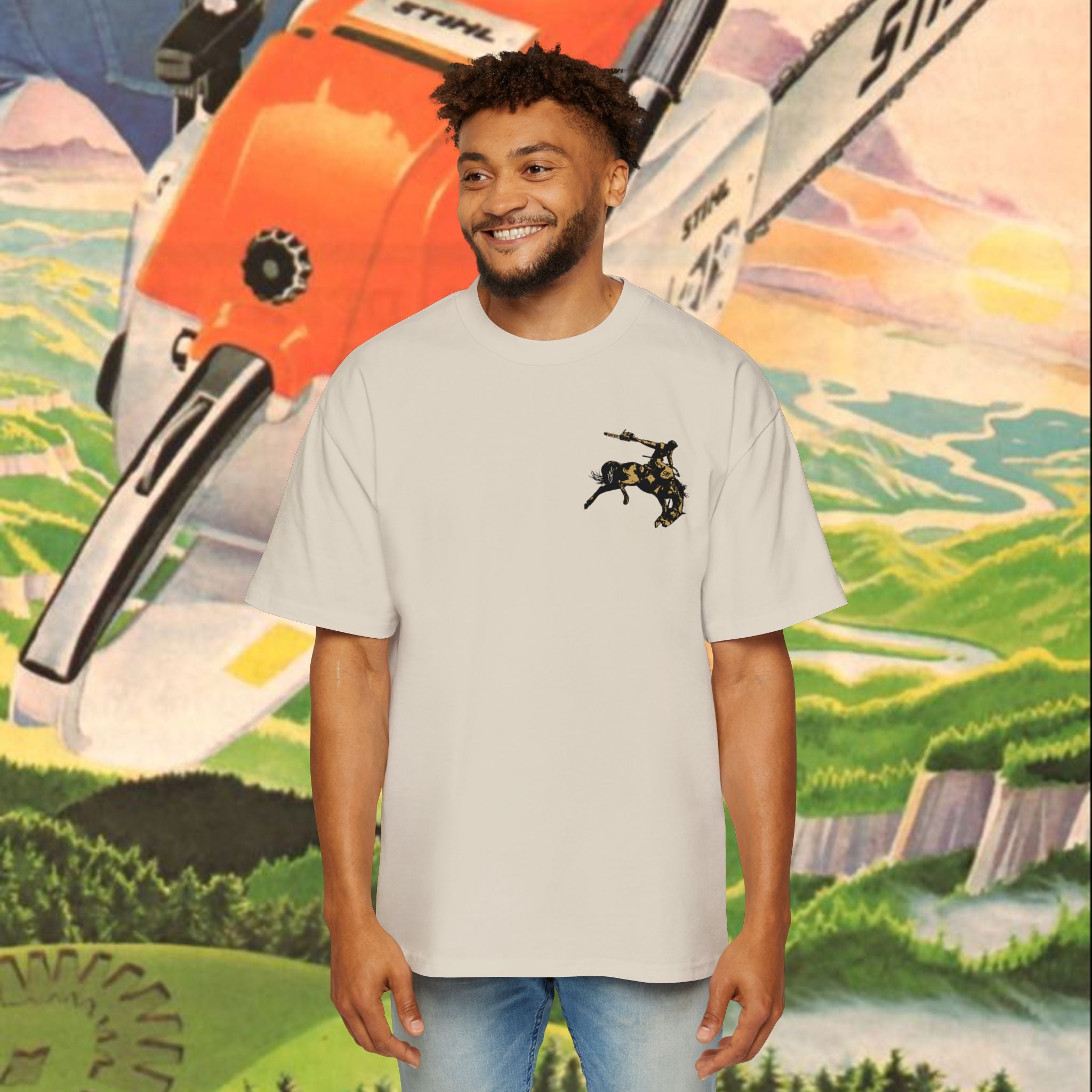 Australia Cowboy Logo Men's Heavy Oversized Tee