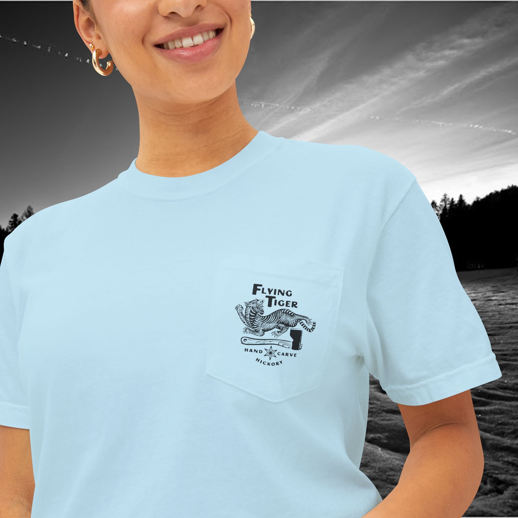 Flying Tiger Axe Handles Unisex Garment-Dyed Pocket T-Shirt