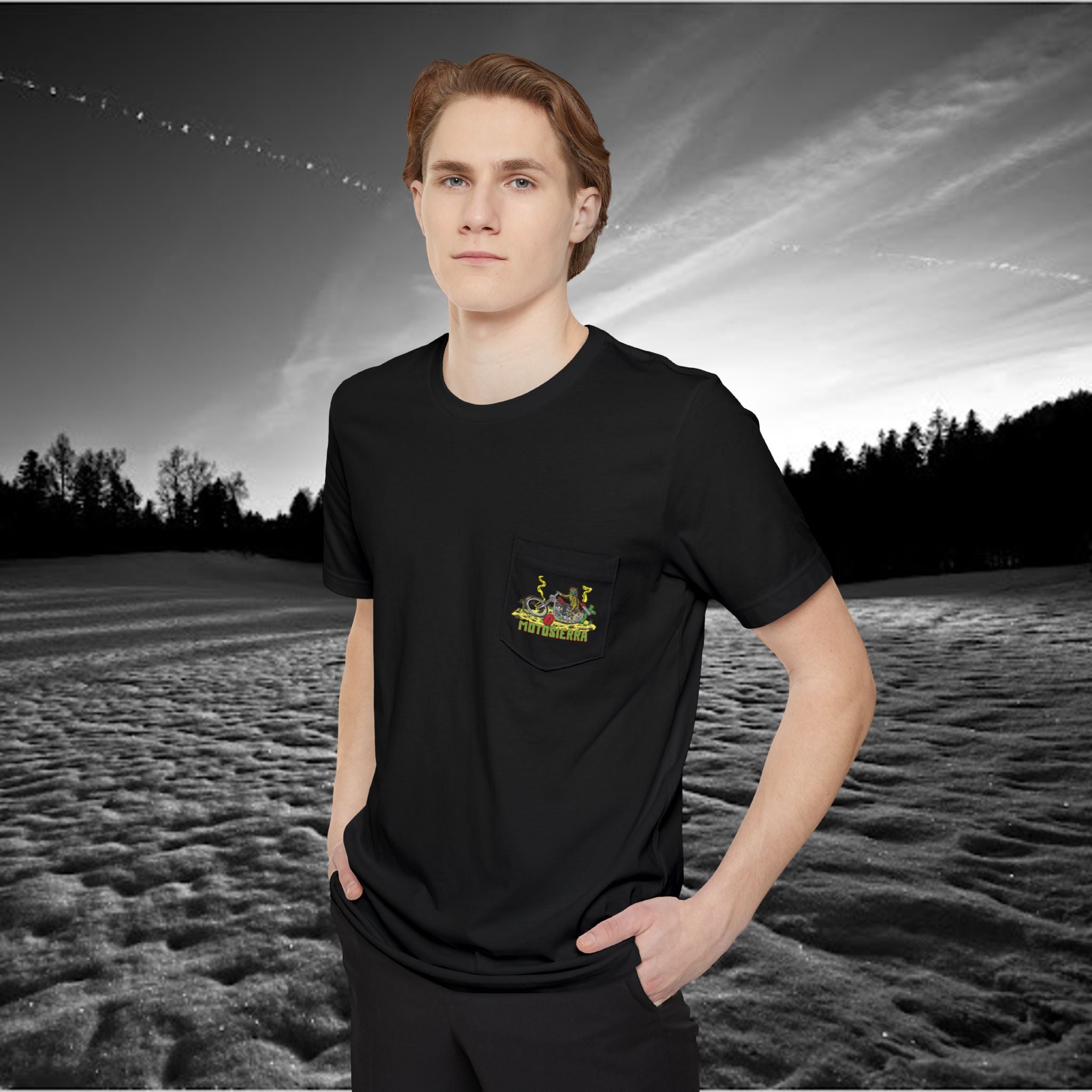 Hit The Road Zombie Chopper Unisex Pocket T-shirt
