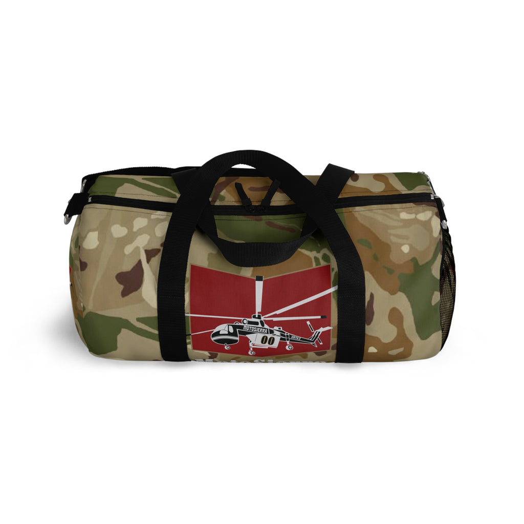 High Desert Camo Crane Logo Motosierra Adventure Duffel Bag - Perfect for Gym, Travel, Outdoor Activities, Weekend Getaway, Gifts