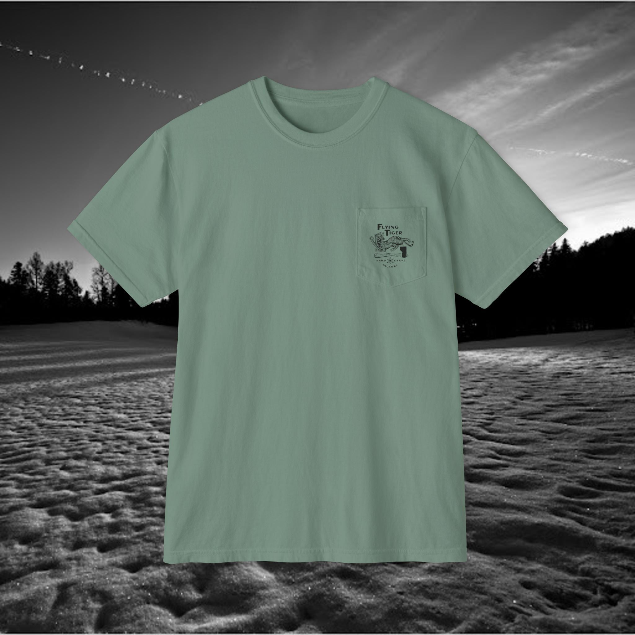 Flying Tiger Axe Handles Unisex Garment-Dyed Pocket T-Shirt