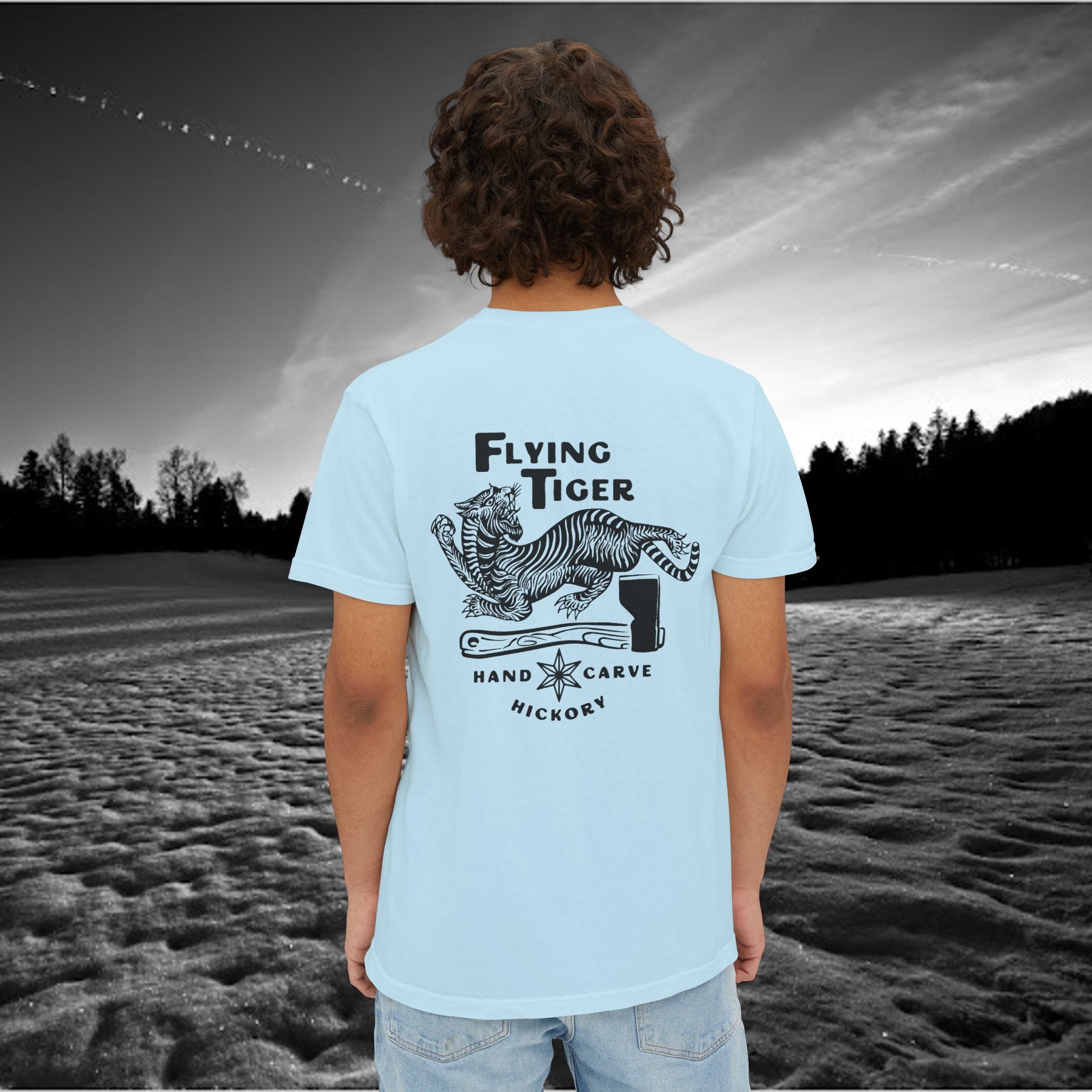 Flying Tiger Axe Handles Unisex Garment-Dyed Pocket T-Shirt