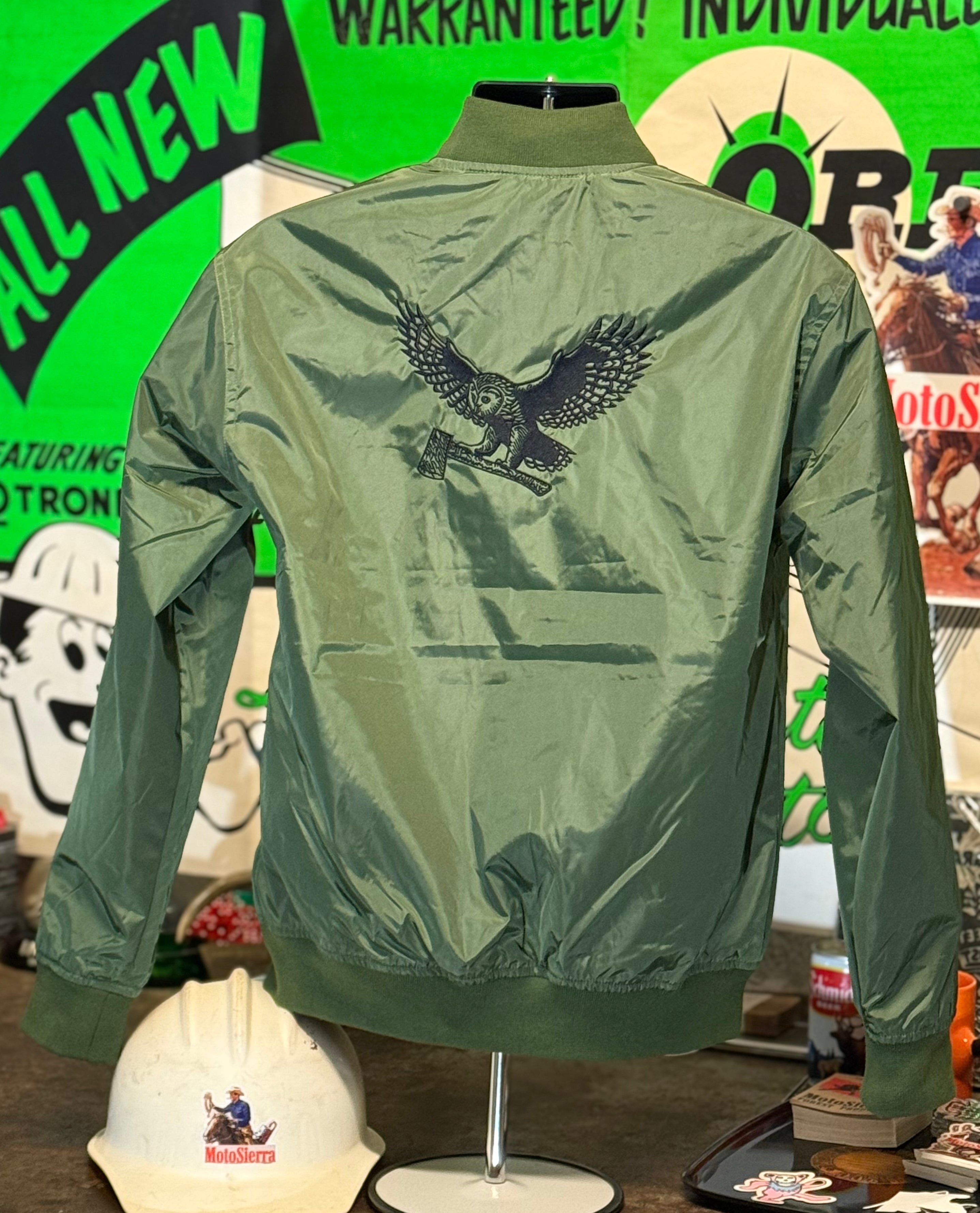 WORLDWIDE SHIPPING  Unisex Eco-Friendly Embroidered Bomber Jacket, MotoSierra Owl Logo Unique Gift for Nature Lovers, Casual Wear, Unisex Style