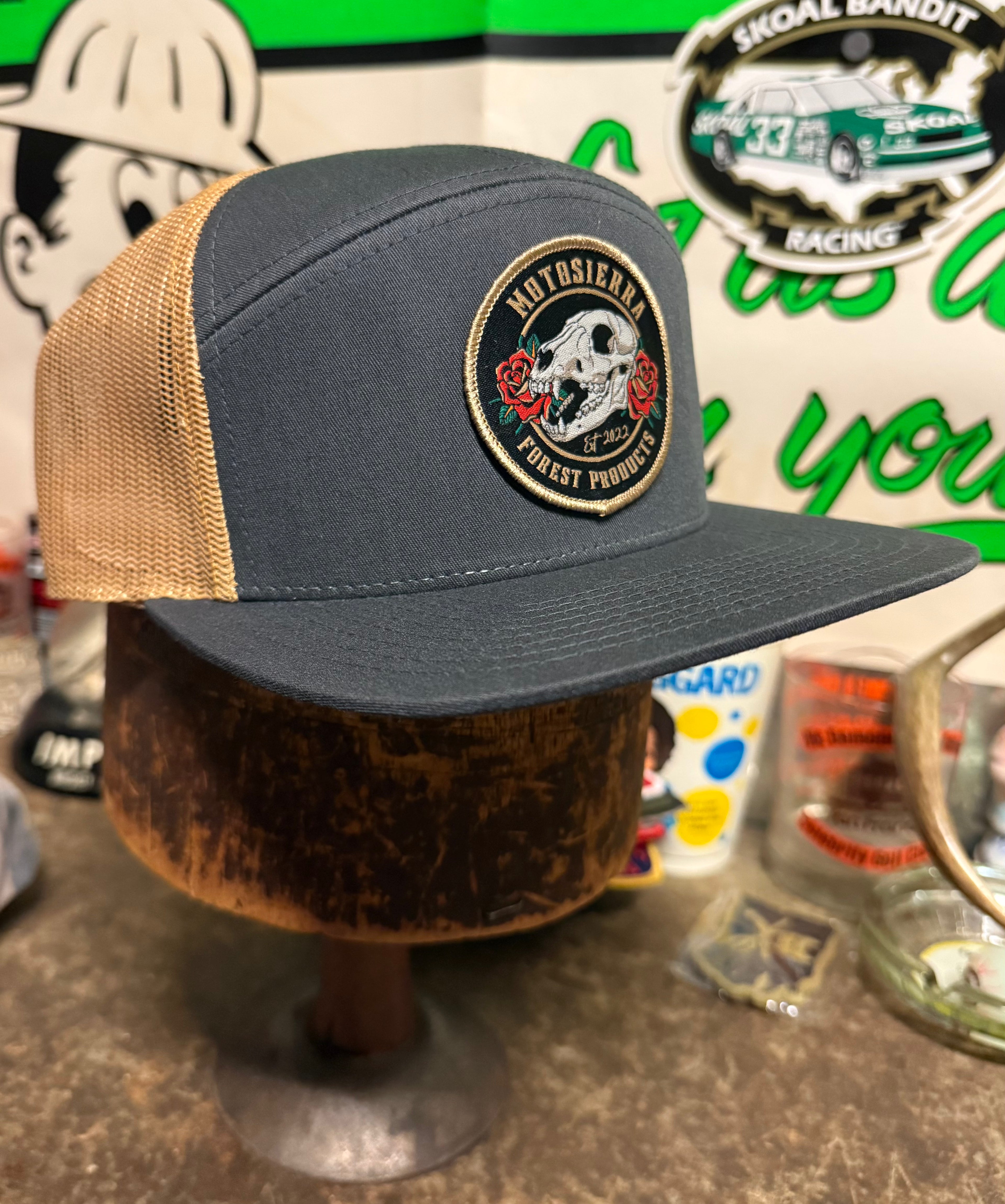 Salt Creek Grey/Gold 7 panel trucker hat
