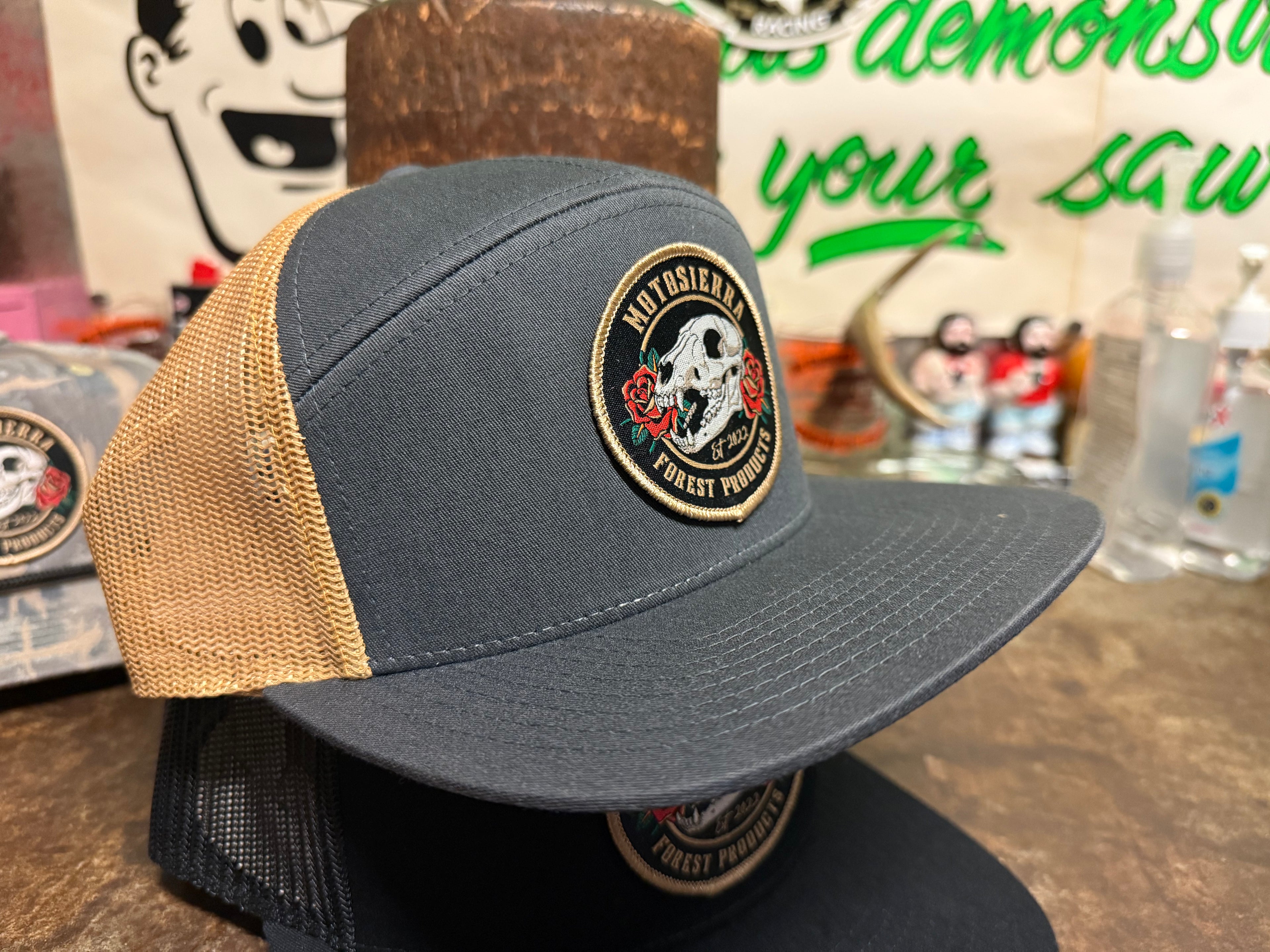 Salt Creek Grey/Gold 7 panel trucker hat