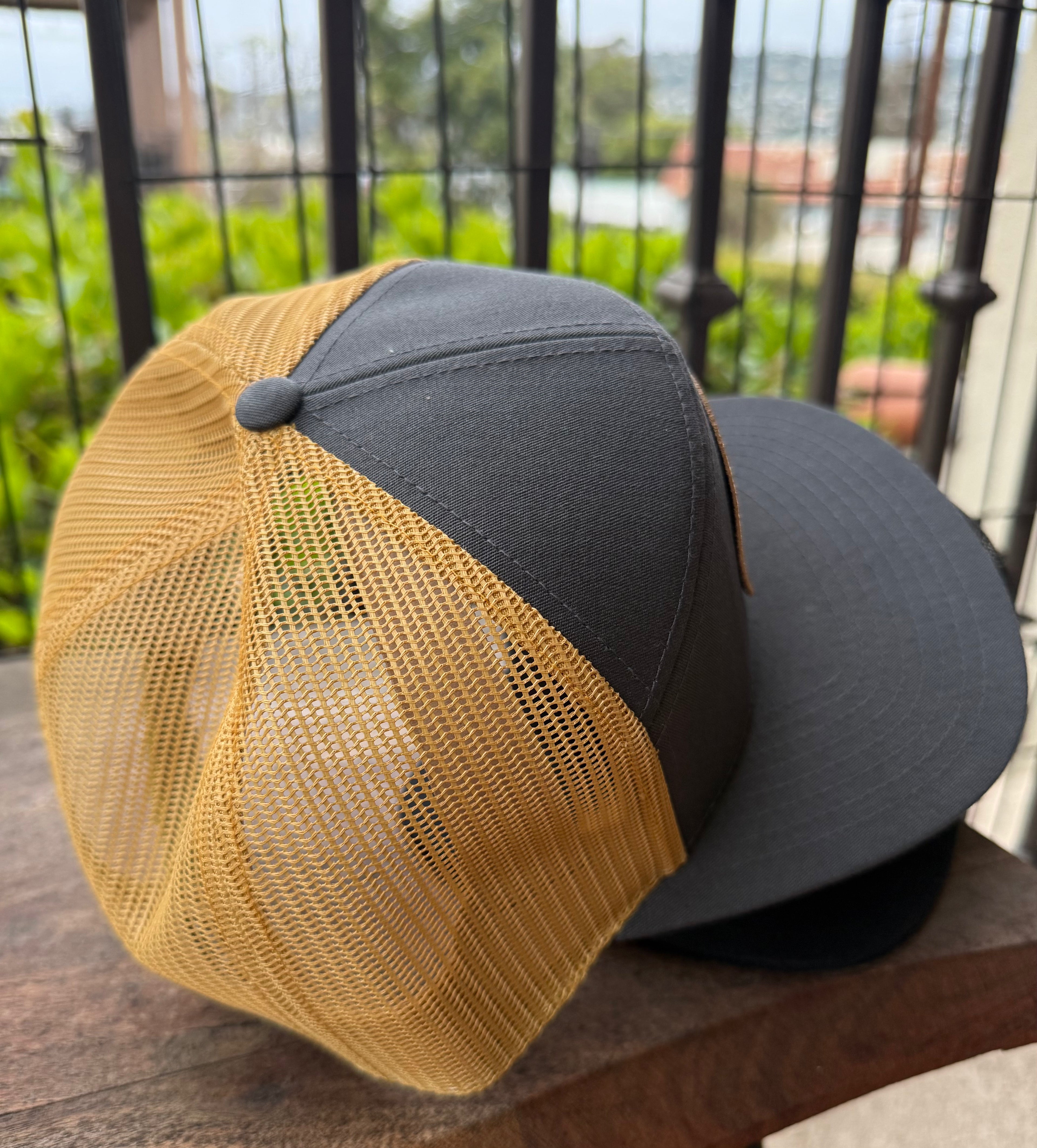 Salt Creek Grey/Gold 7 panel trucker hat