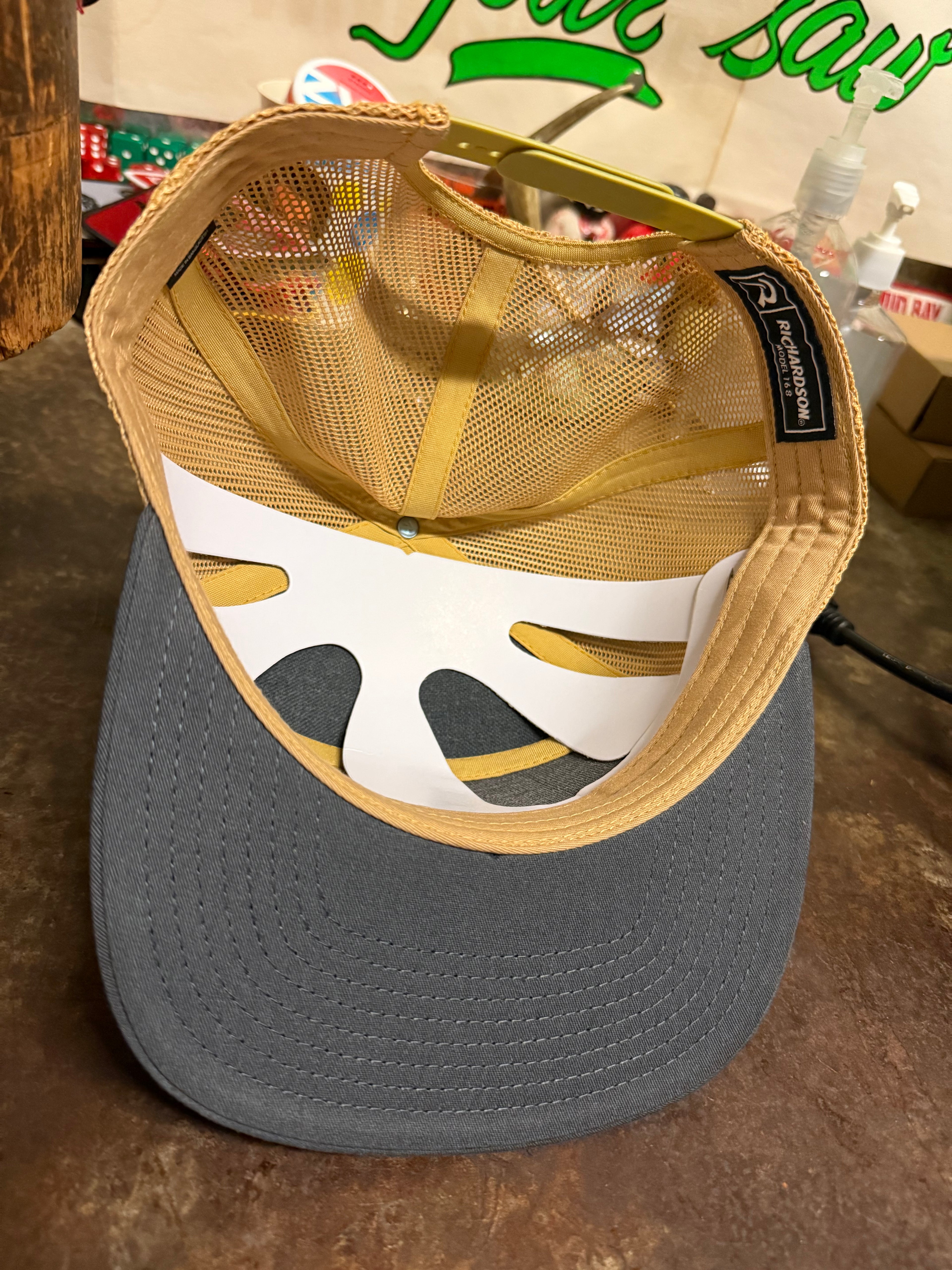 Salt Creek Grey/Gold 7 panel trucker hat