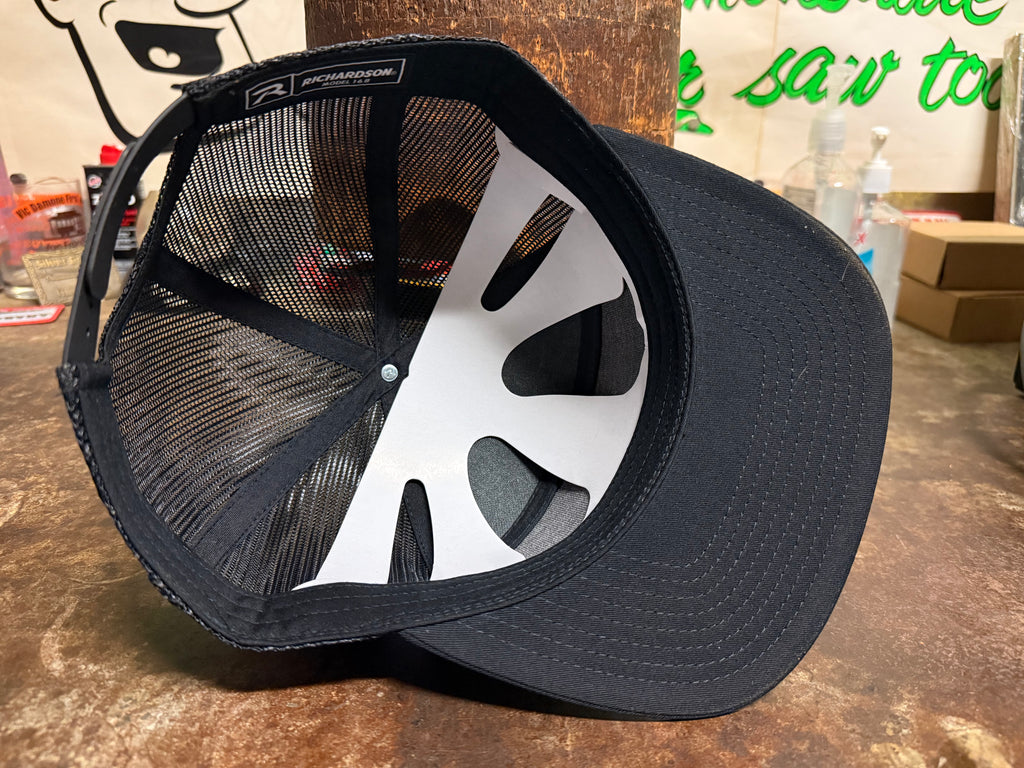 Salt Creek Black 7 panel trucker hat