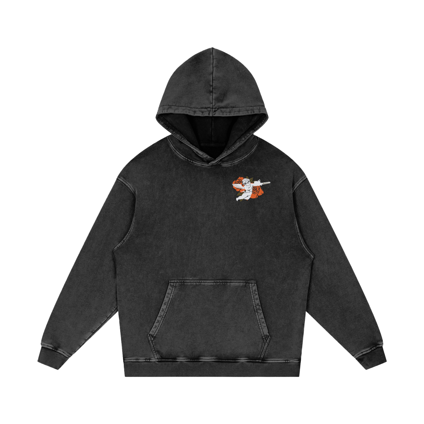 Roses Acid Wash Oversize Hoodie - 420 GSM